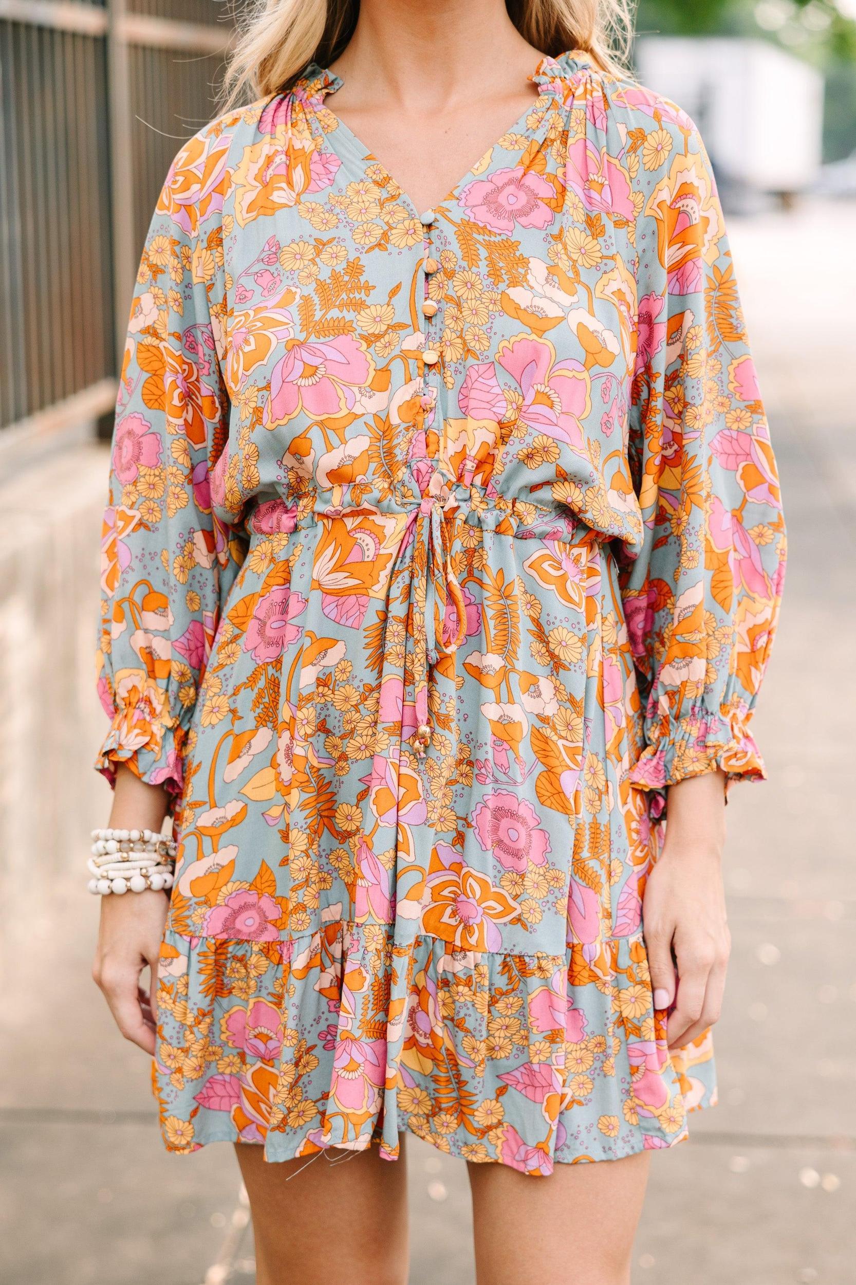 It's About Time Sage Green Floral Dress Female Product Image