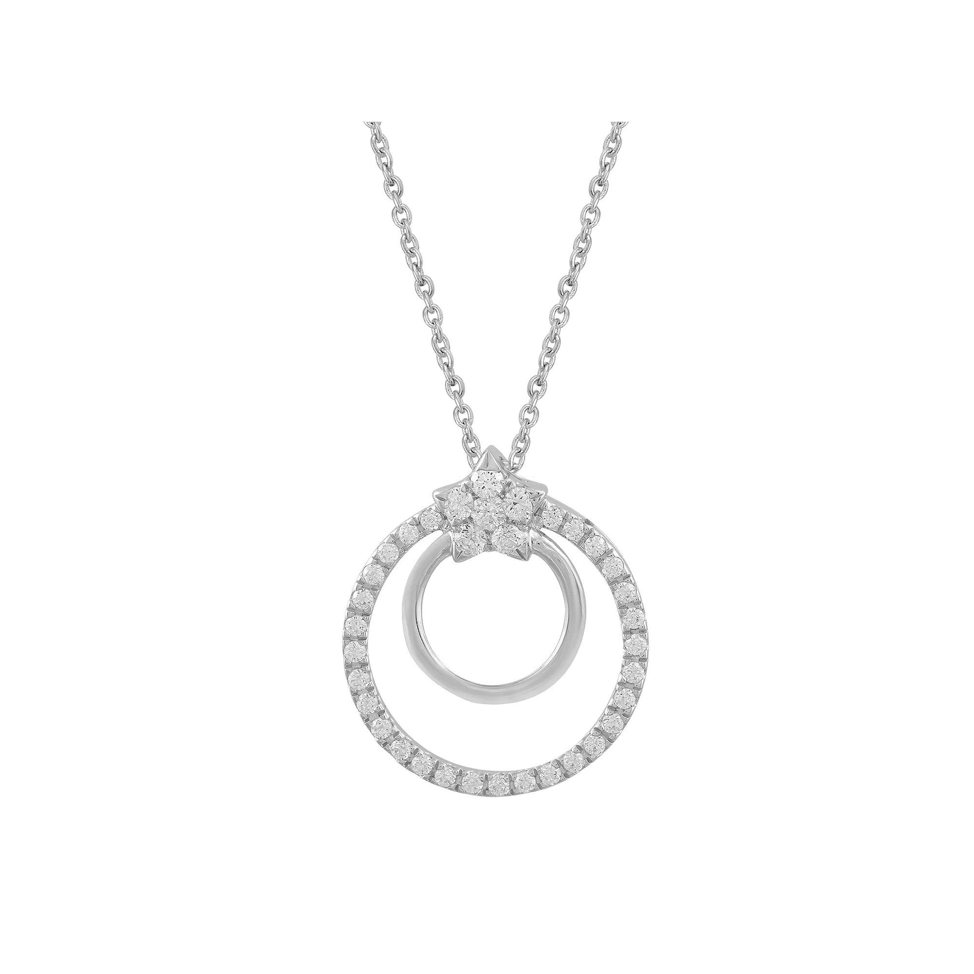 Royal Aura Sterling Silver 1/3 Carat T.W. Diamond Double Circle Pendant Necklace, Womens Product Image