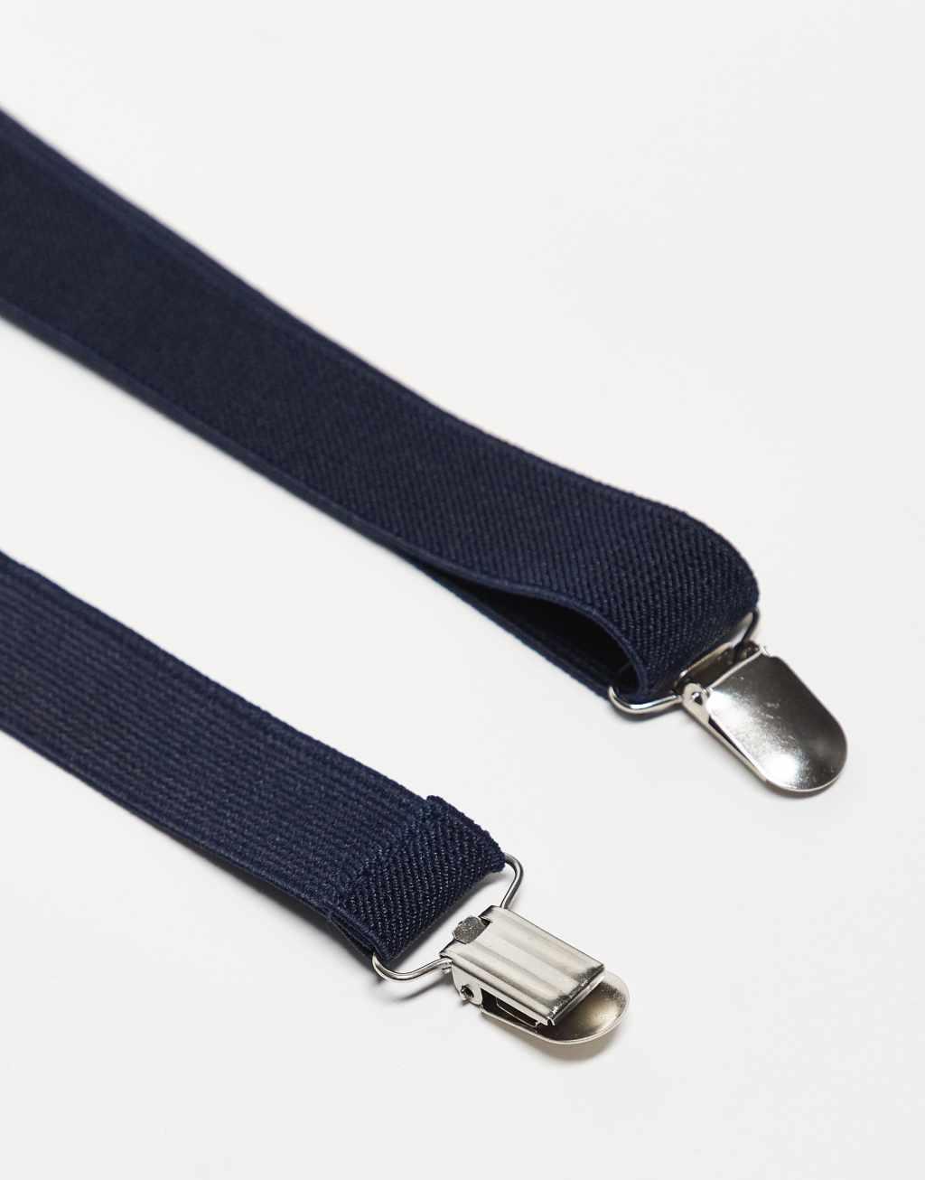 ASOS DESIGN suspenders set in navy Product Image