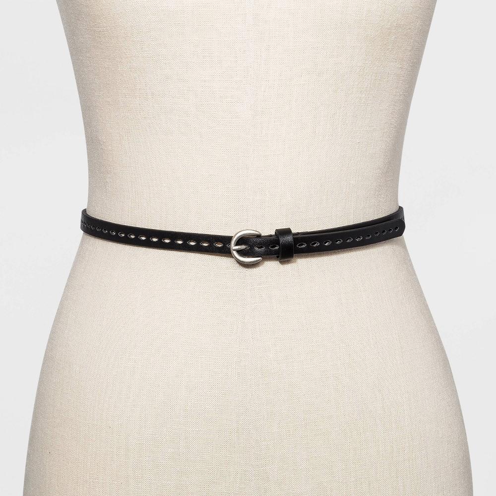 Women's 3pk Laser Cut Belt - Universal Thread™ BlackBrown M: Adjustable Strap, Solid Pattern, Skinny Style Product Image