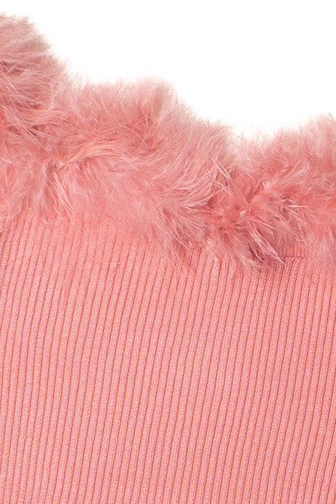 Off The Shoulder Feather Trim Sweater Product Image