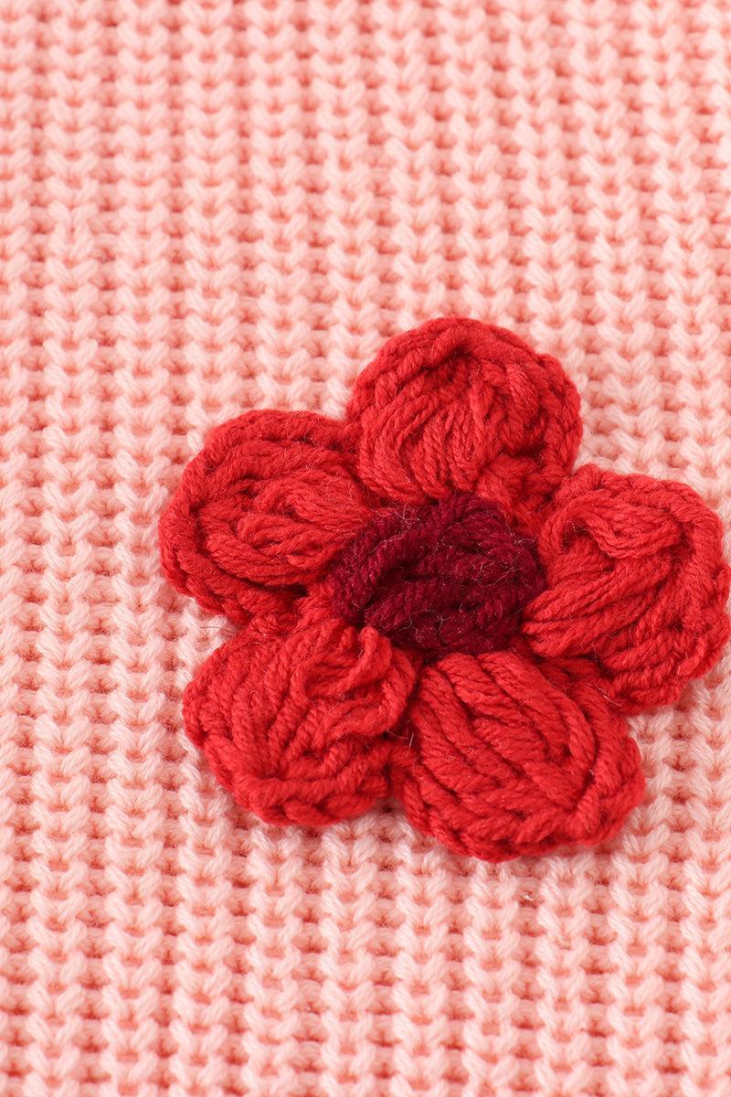 Pink floral hand-embroidery jumper sweater Product Image