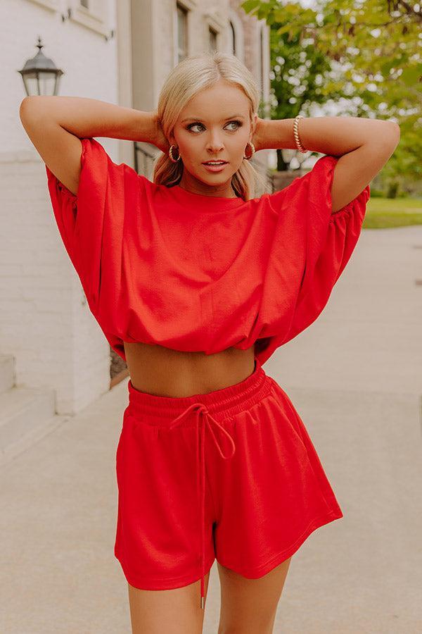 Everyday Chic High Waist Shorts in Red Product Image
