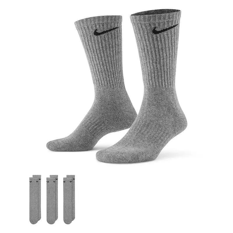 Men's Nike 3-pack Everyday Cushion Crew Training Socks, Size: 8-12, Grey Product Image