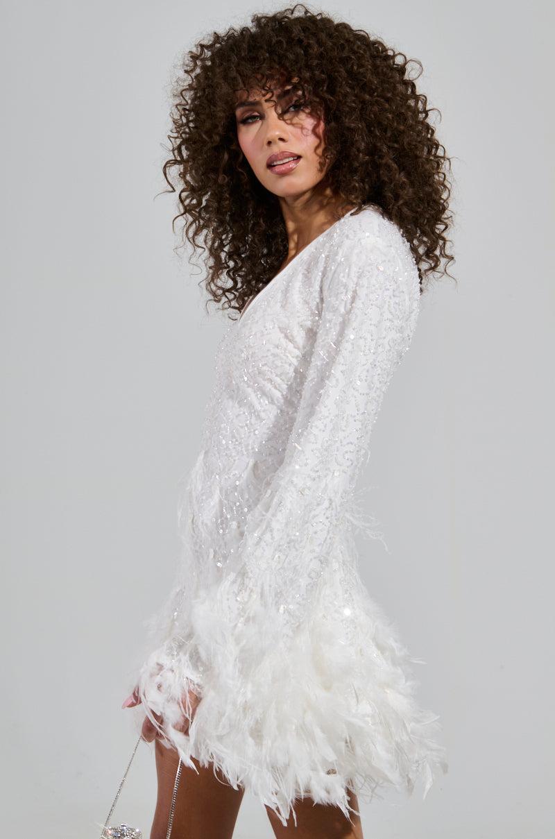 CHLOE FEATHER MINI DRESS Product Image