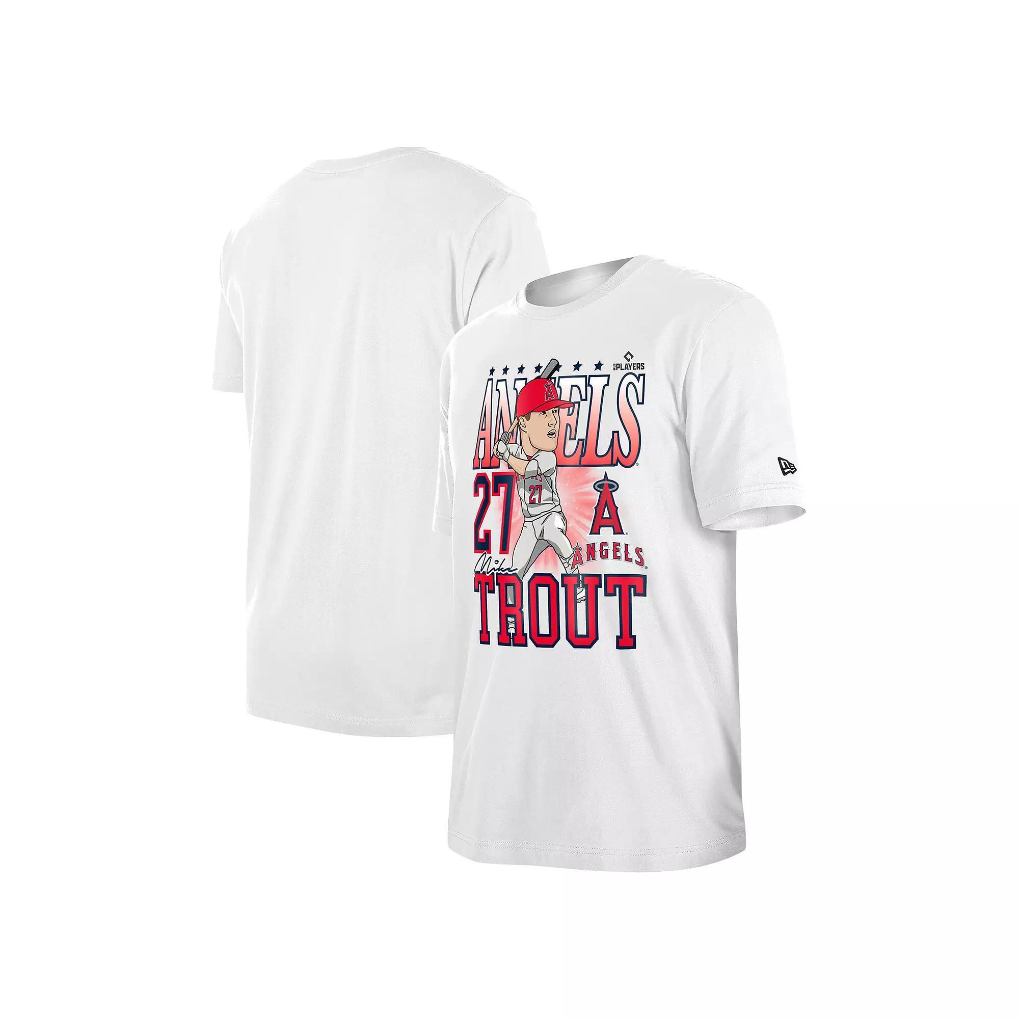 Men's New Era Mike Trout White Los Angeles Angels Caricature T-Shirt, Size: Small Product Image
