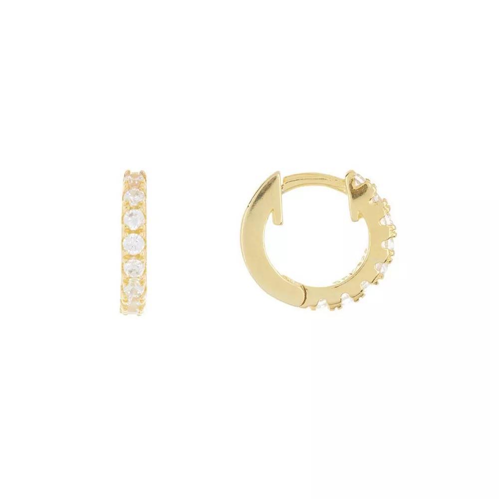Adornia Silver Tone Cubic Zirconia Huggie Earrings, Women's, Gold Tone Product Image