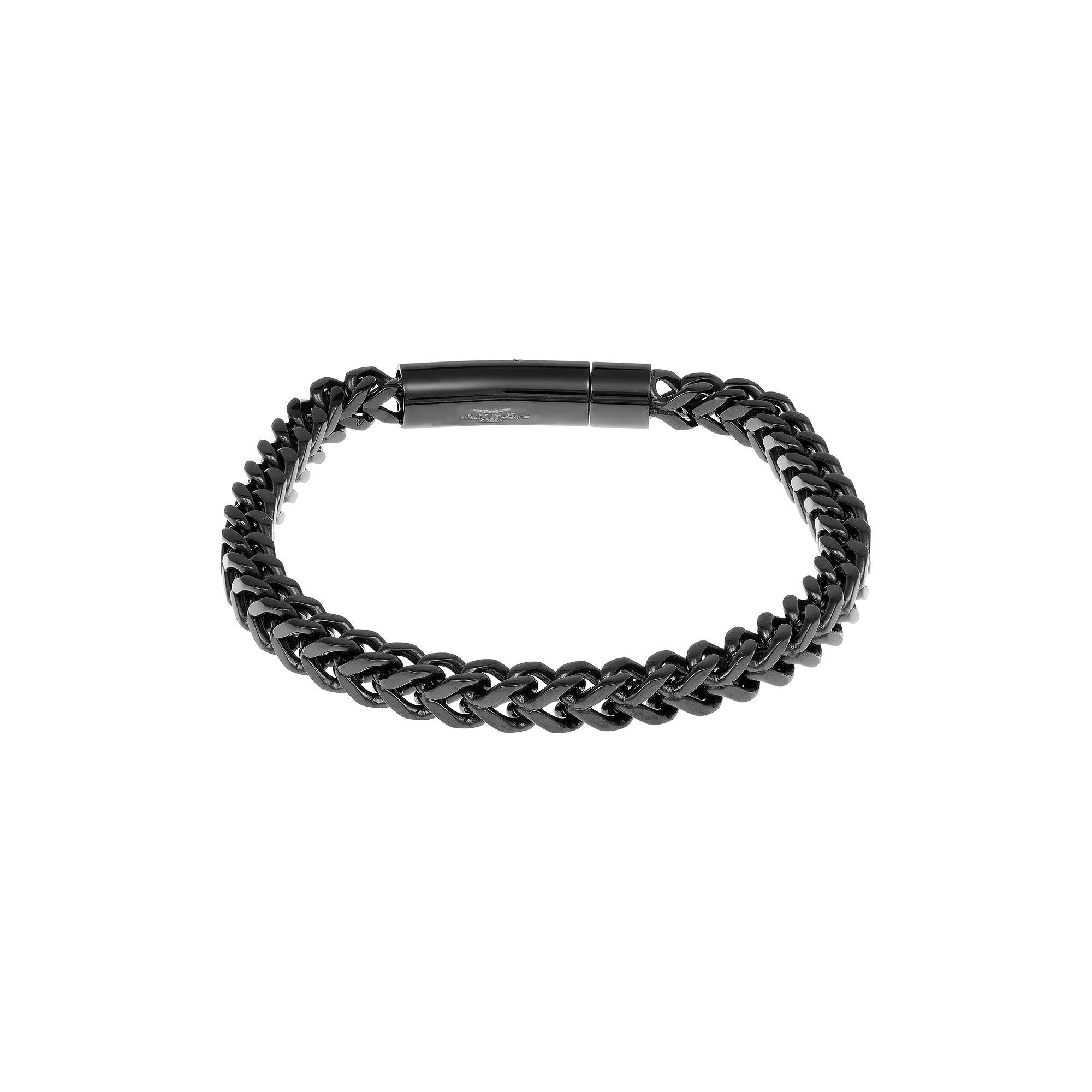 Mens LYNX Stainless Steel Black Ion Foxtail Chain Bracelet Product Image