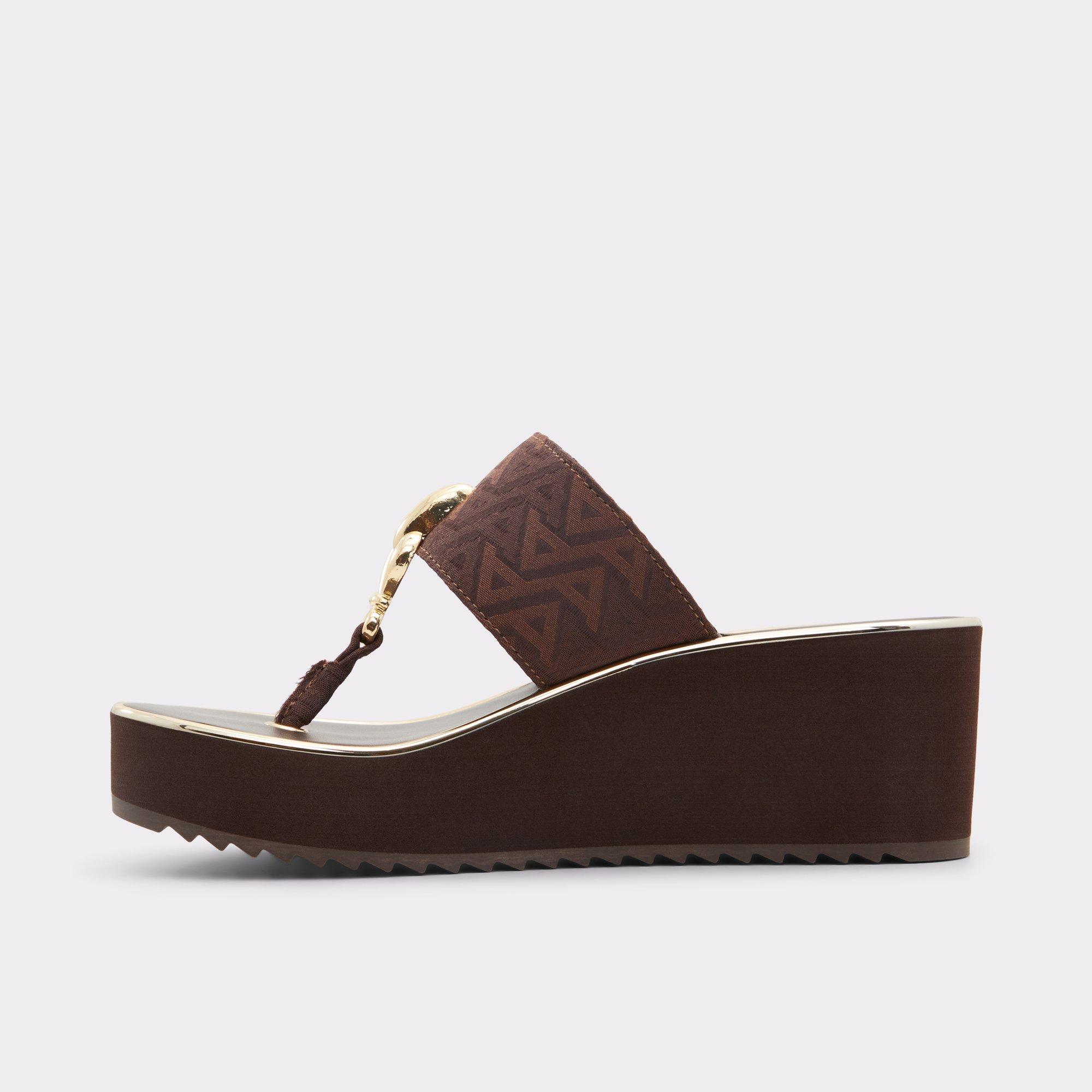 ALDO Penelopy - Women's Wedge Sandals - Brown, Size 10 Product Image