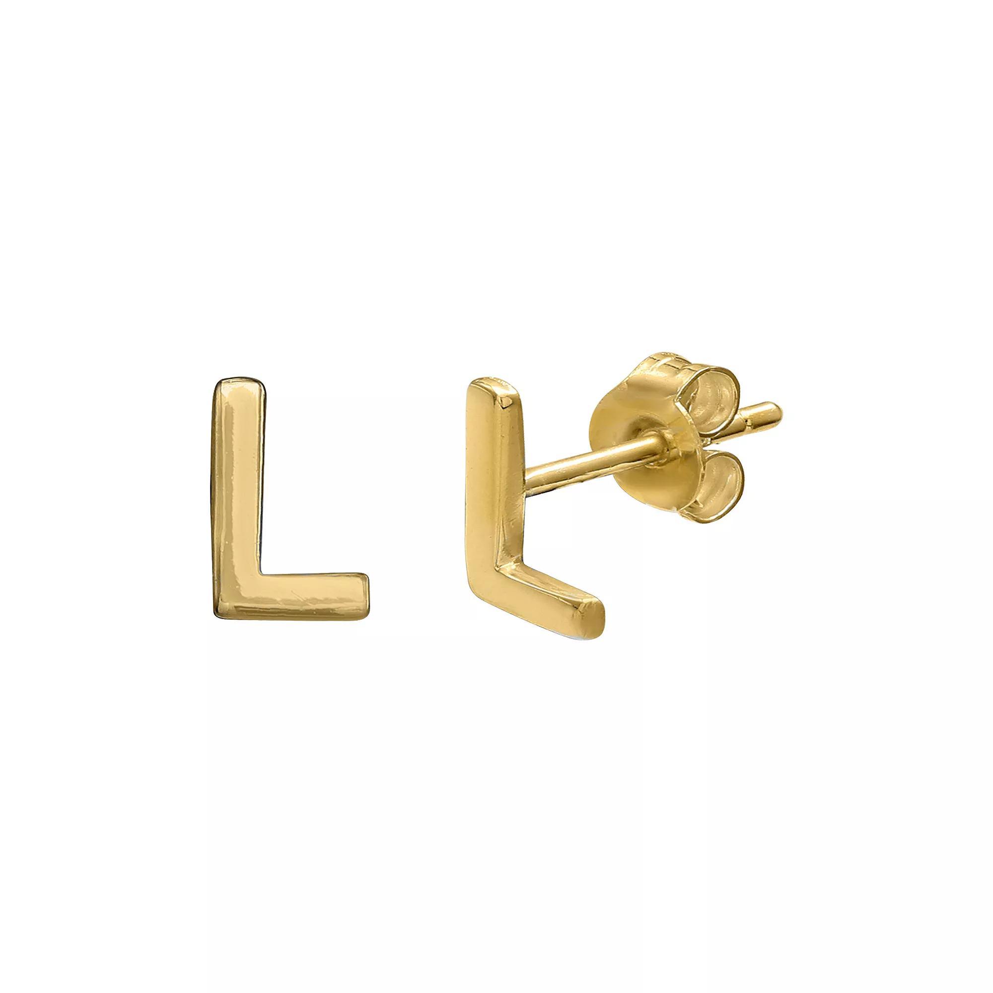 PRIMROSE Sterling Silver Initial Stud Earrings, Women's, Gold Tone C Product Image