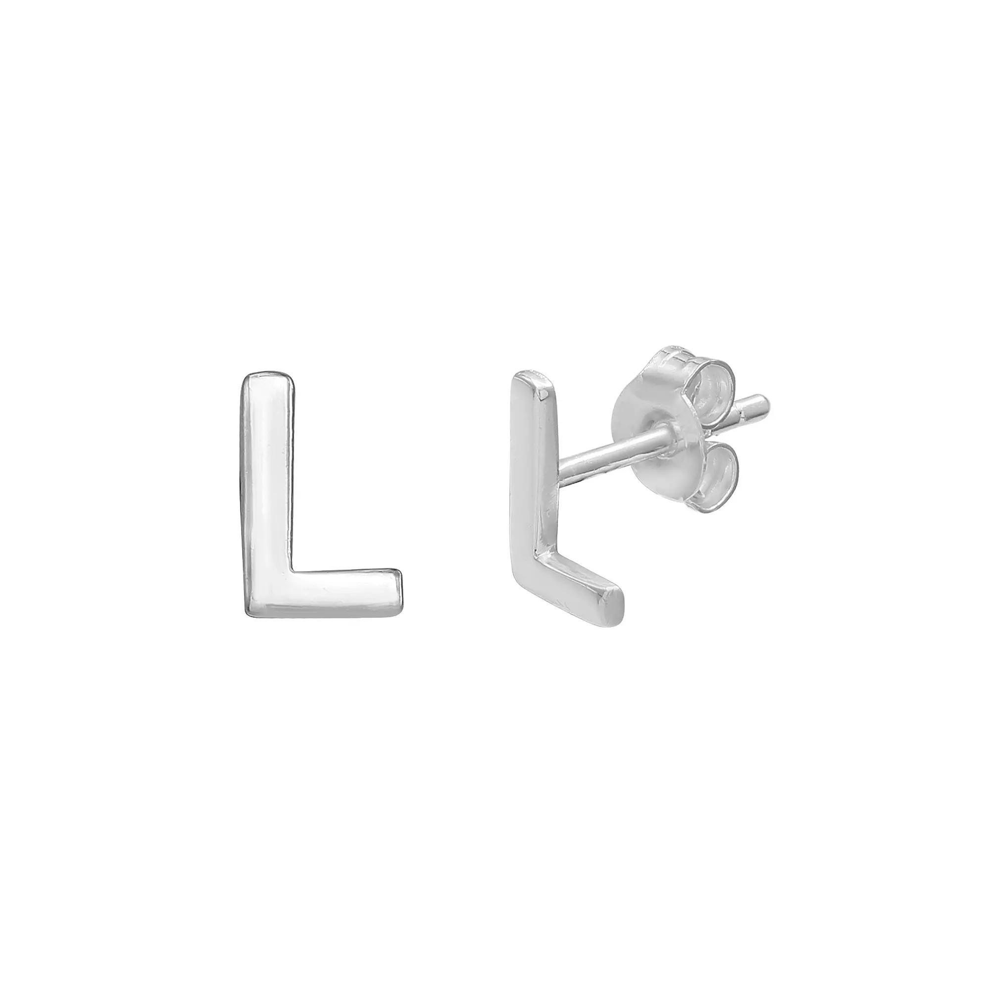 PRIMROSE Sterling Silver Initial Stud Earrings, Women's, Silver Tone U Product Image