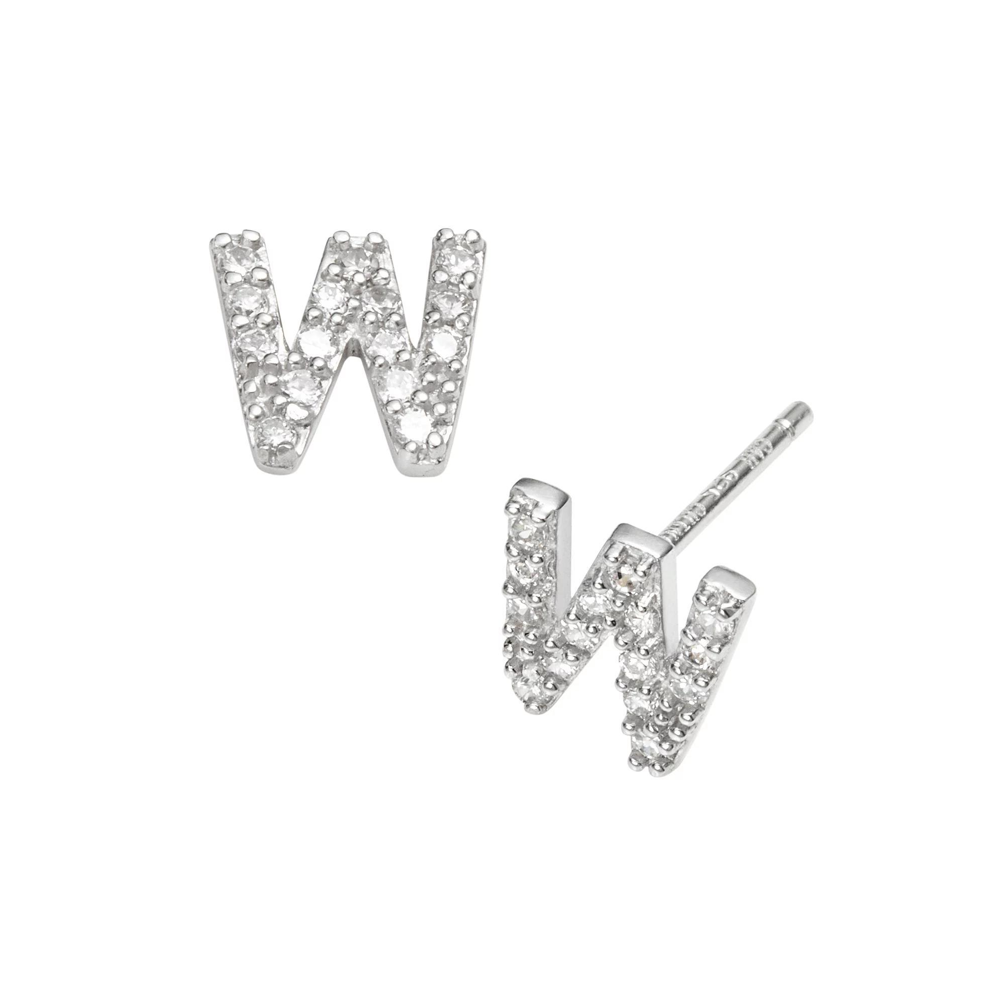 Sophie Miller Sterling Silver Cubic Zirconia Initial Stud Earrings, Womens Product Image