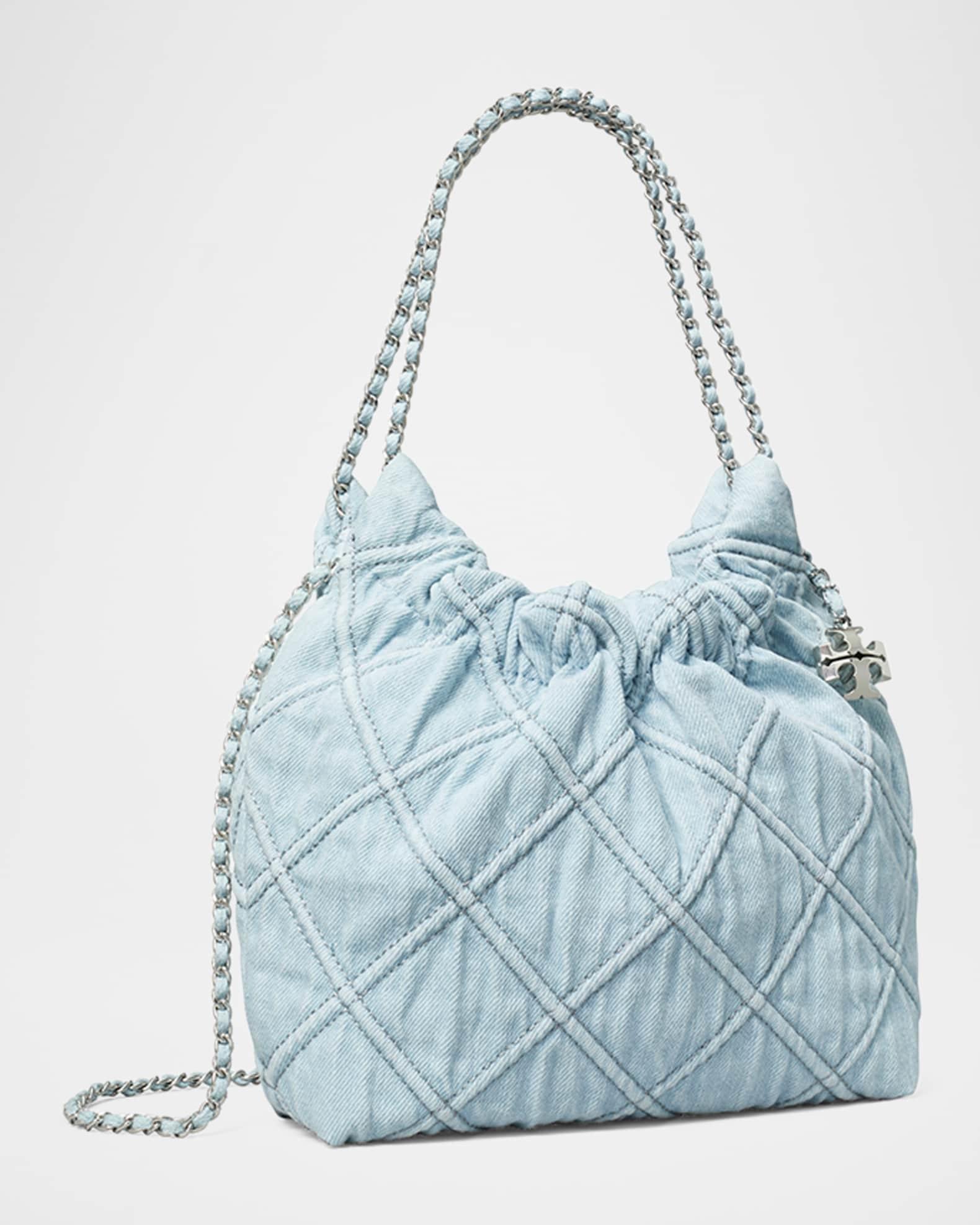 Fleming Mini Quilted Denim Hobo Bag Product Image