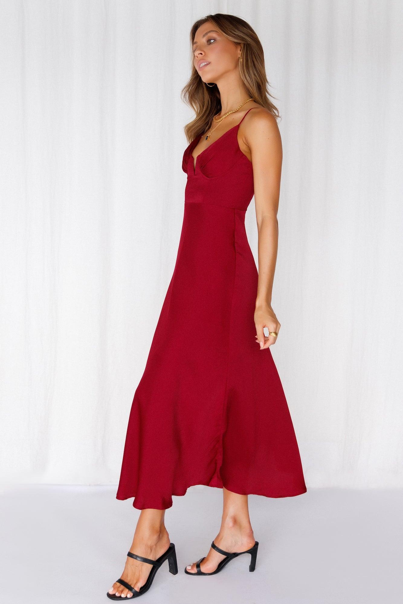 Private Kiss Midi Dress Cherry Product Image