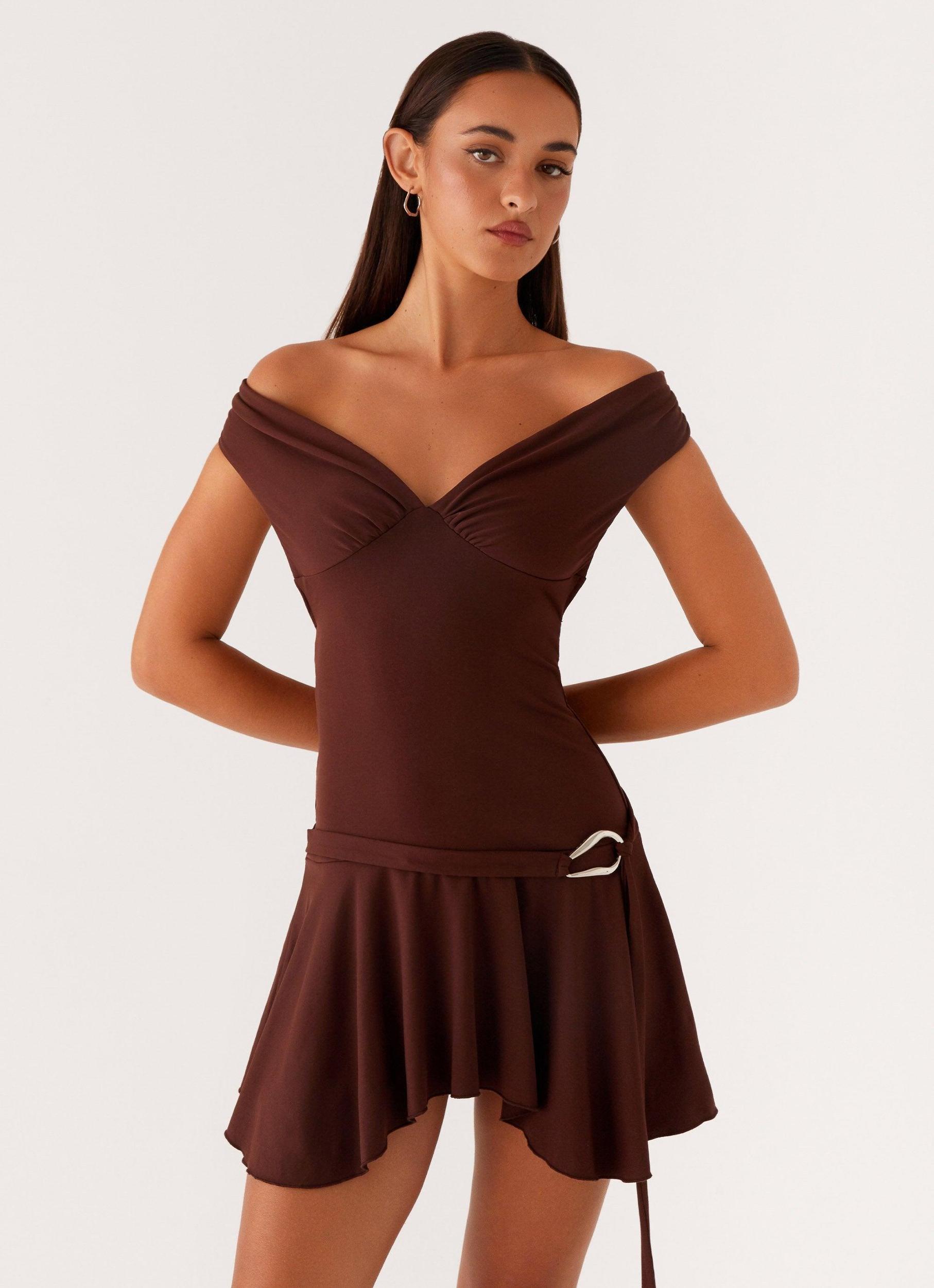 Saffira Mini Dress - Chocolate Product Image