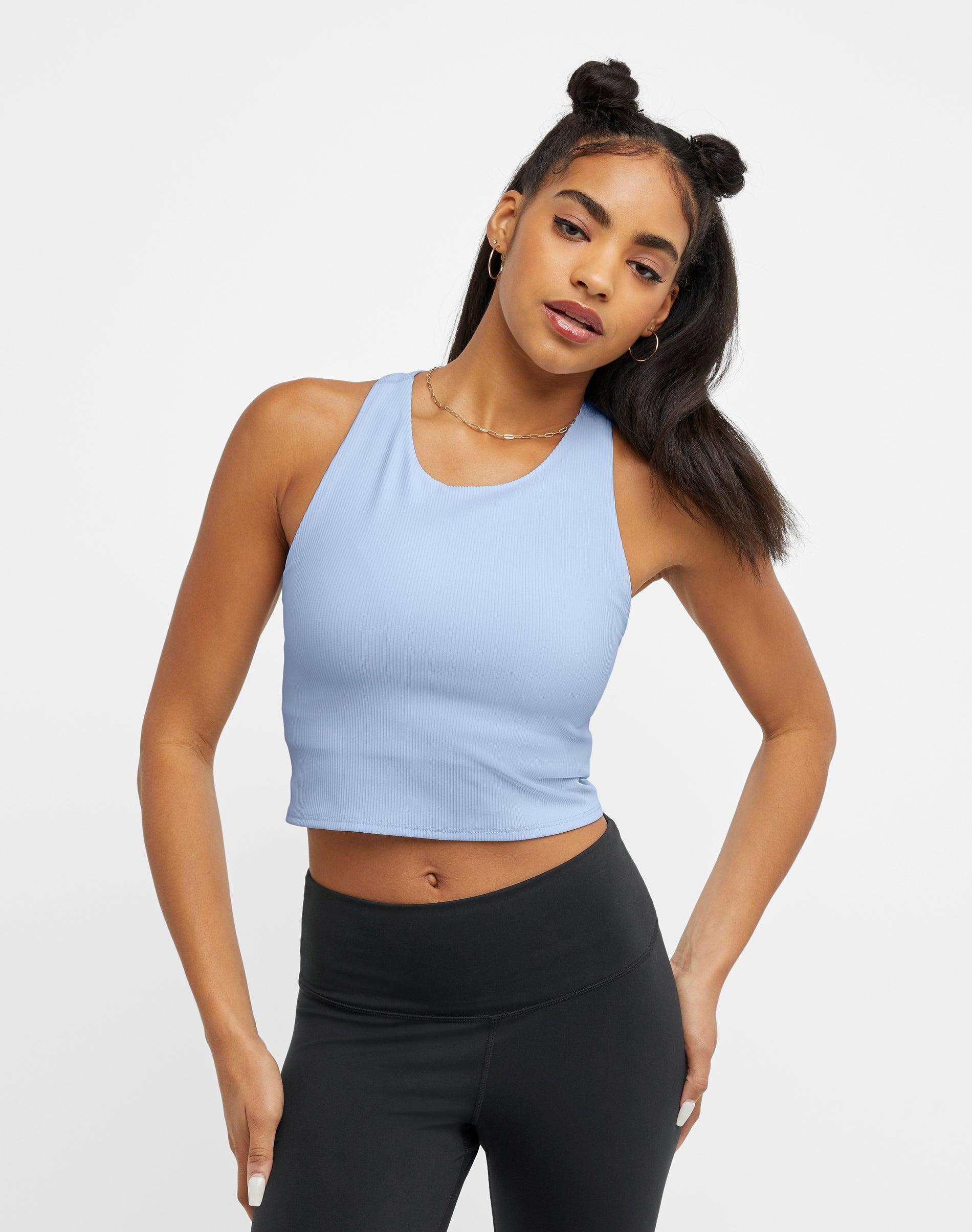 Womens Champion Soft Touch Ribbed Cropped Tank Top, C Logo Canyon Red 2XL Product Image