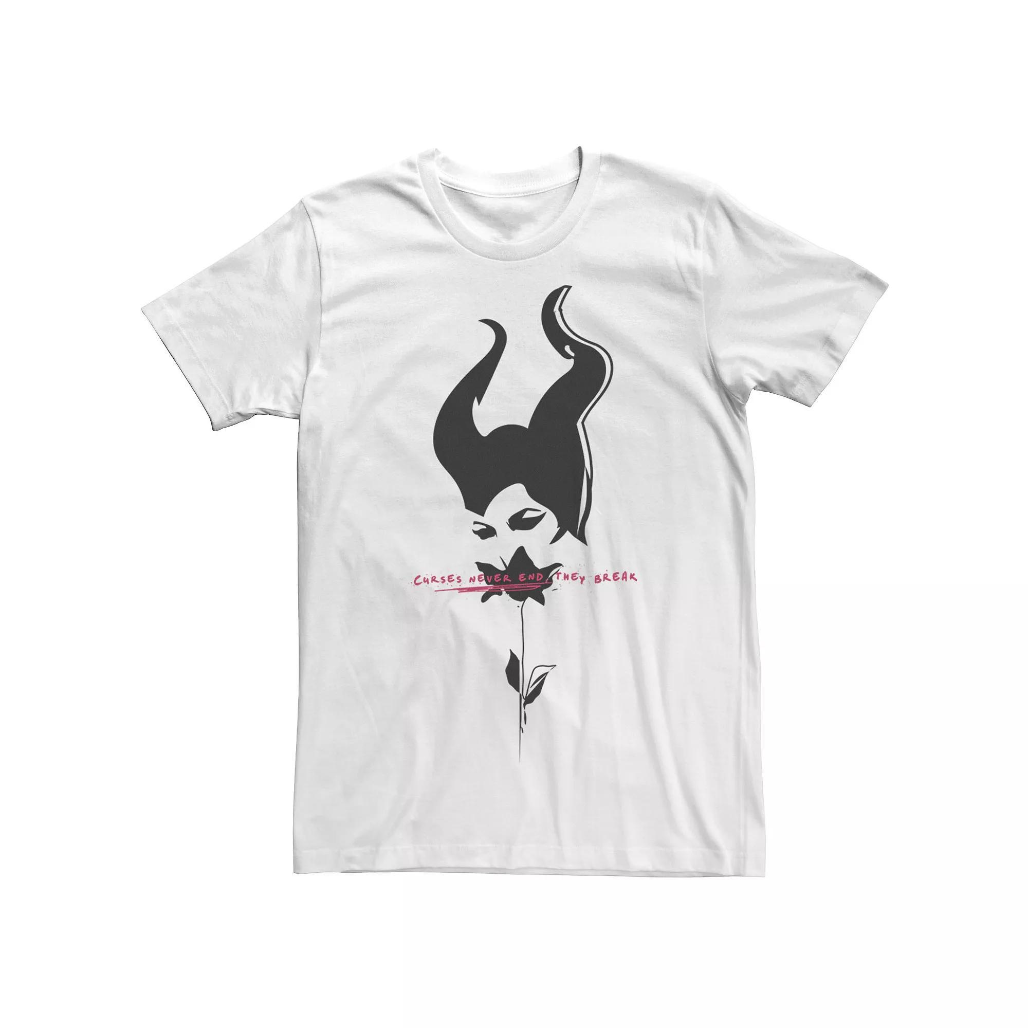 Disney's Maleficent Men's Rose And Horn Stamp Tee, Size: Small, White Product Image