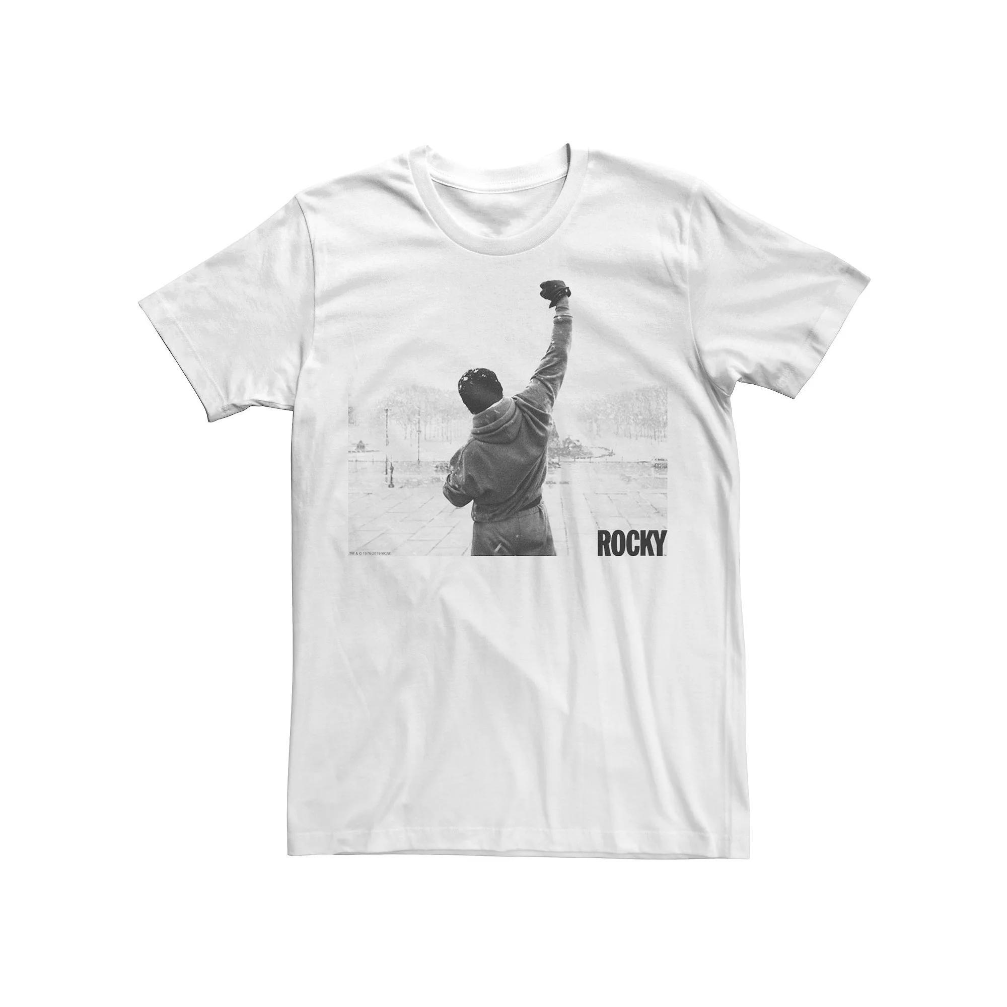 Men's Rocky Fist Raise Grey Scale Movie Poster Graphic Tee, Size: Small, White Product Image