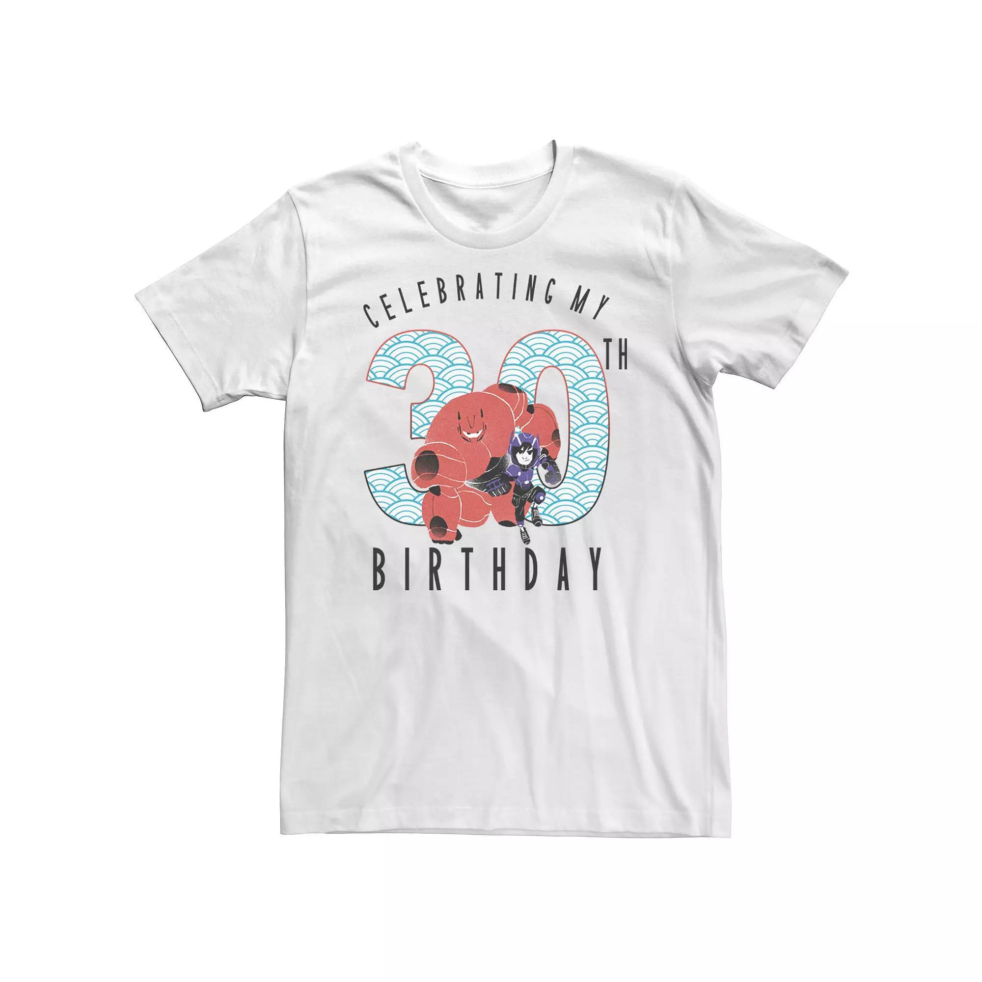 Big & Tall Disney Big Hero 6 Baymax Hiro 30th Birthday Tee, Men's, Size: 4XLT, White Product Image