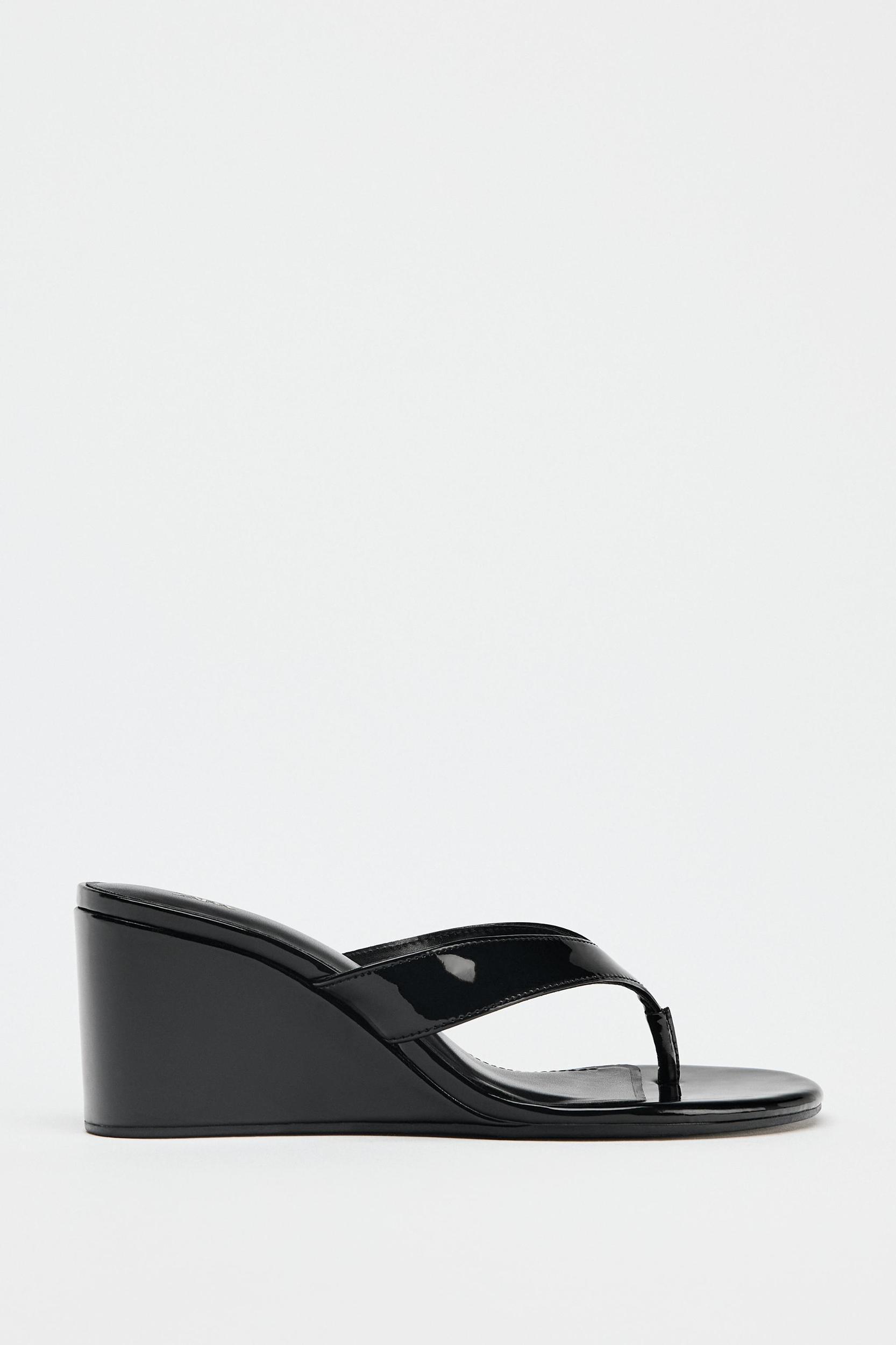 PATENT WEDGE SANDALS Product Image