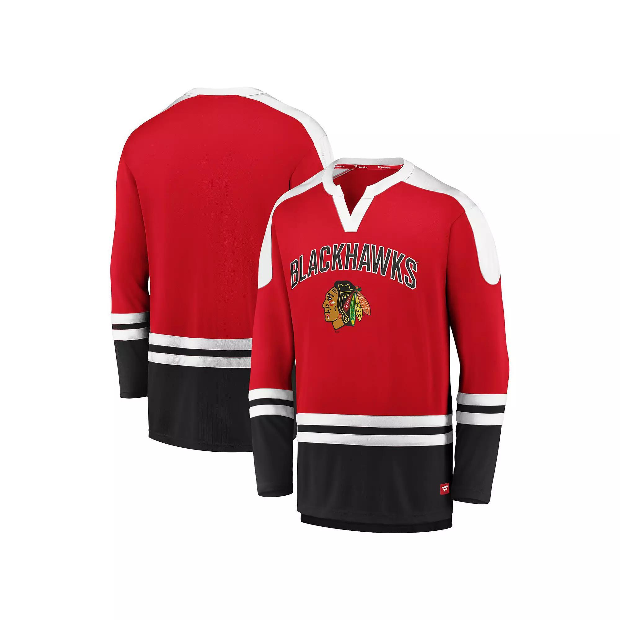 Mens Fanatics Branded /Black Chicago Blackhawks Iconic Slapshot Long Sleeve T-Shirt Product Image