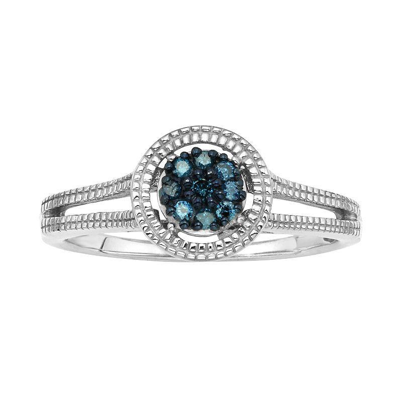 Jewelexcess Sterling Silver 1/10-ct. T.W. Blue Diamond Cluster Ring, Women's, Size: 8 Product Image