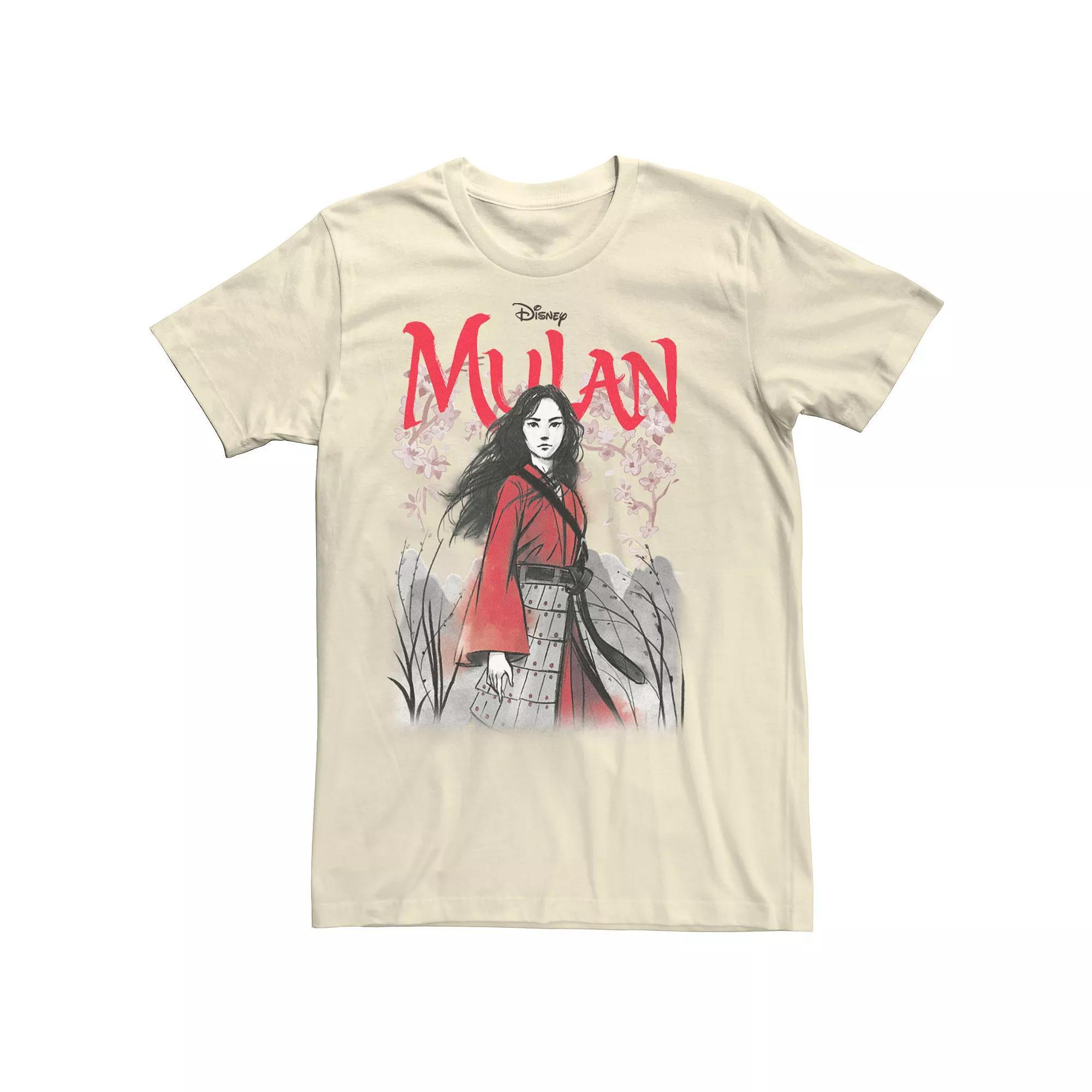 Disneys Mulan Live Action Mulan Floral Watercolor Logo Mens Tee Product Image