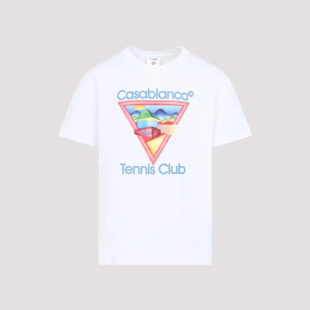 CASABLANCA Cotton Crew Neck T-shirt With Graphic Print In White Product Image