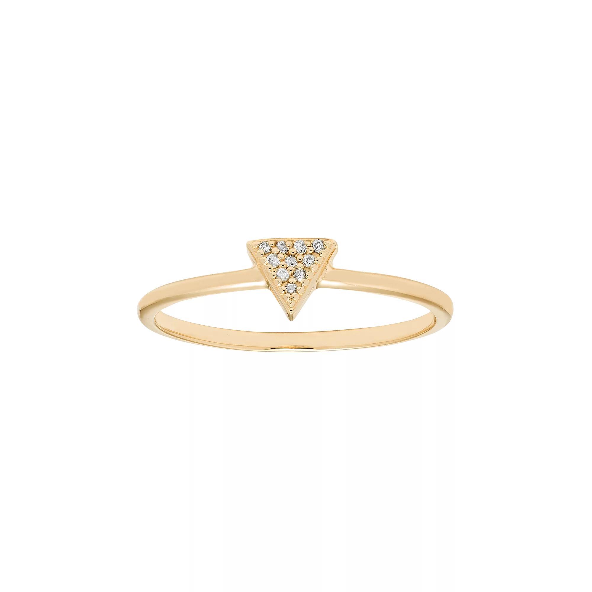 10k Gold Diamond Accent Triangle Ring, Womens Yellow Product Image