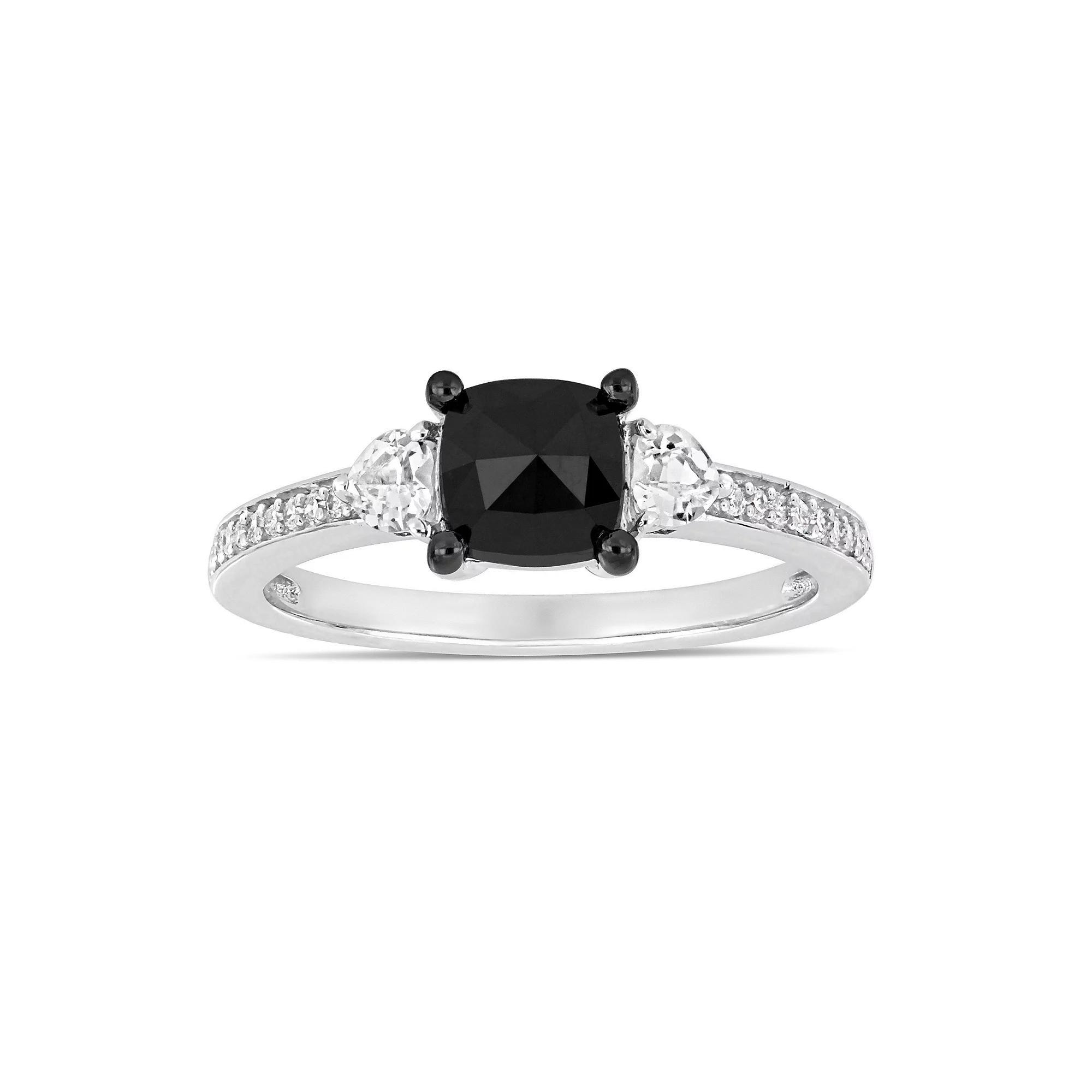 Stella Grace 10k White Gold 1 1/10 Carat T.W. Black & White Diamond Engagement Ring, Womens 10k Whgold Product Image