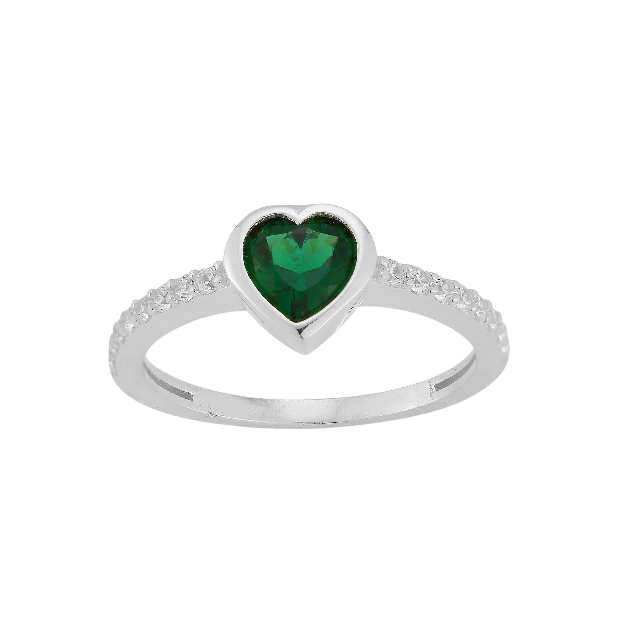 Sunkissed Sterling Cubic Zirconia Heart Ring, Womens Silver Tone Product Image