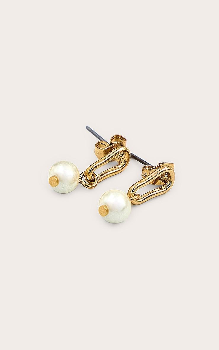 Gold Oval Studs with Pearl Detail Product Image