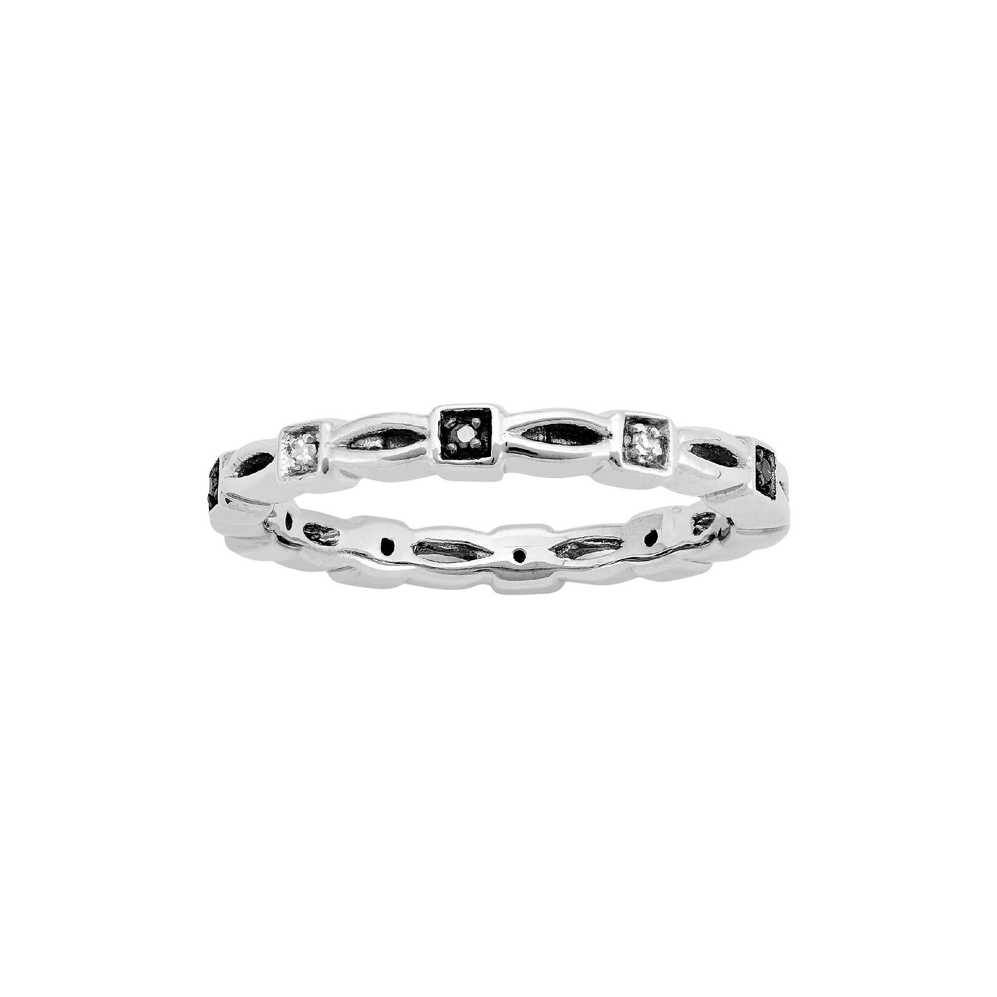 Stacks & Stones Sterling Silver Black & White Diamond Accent Stack Ring, Women's, Size: 9 Product Image
