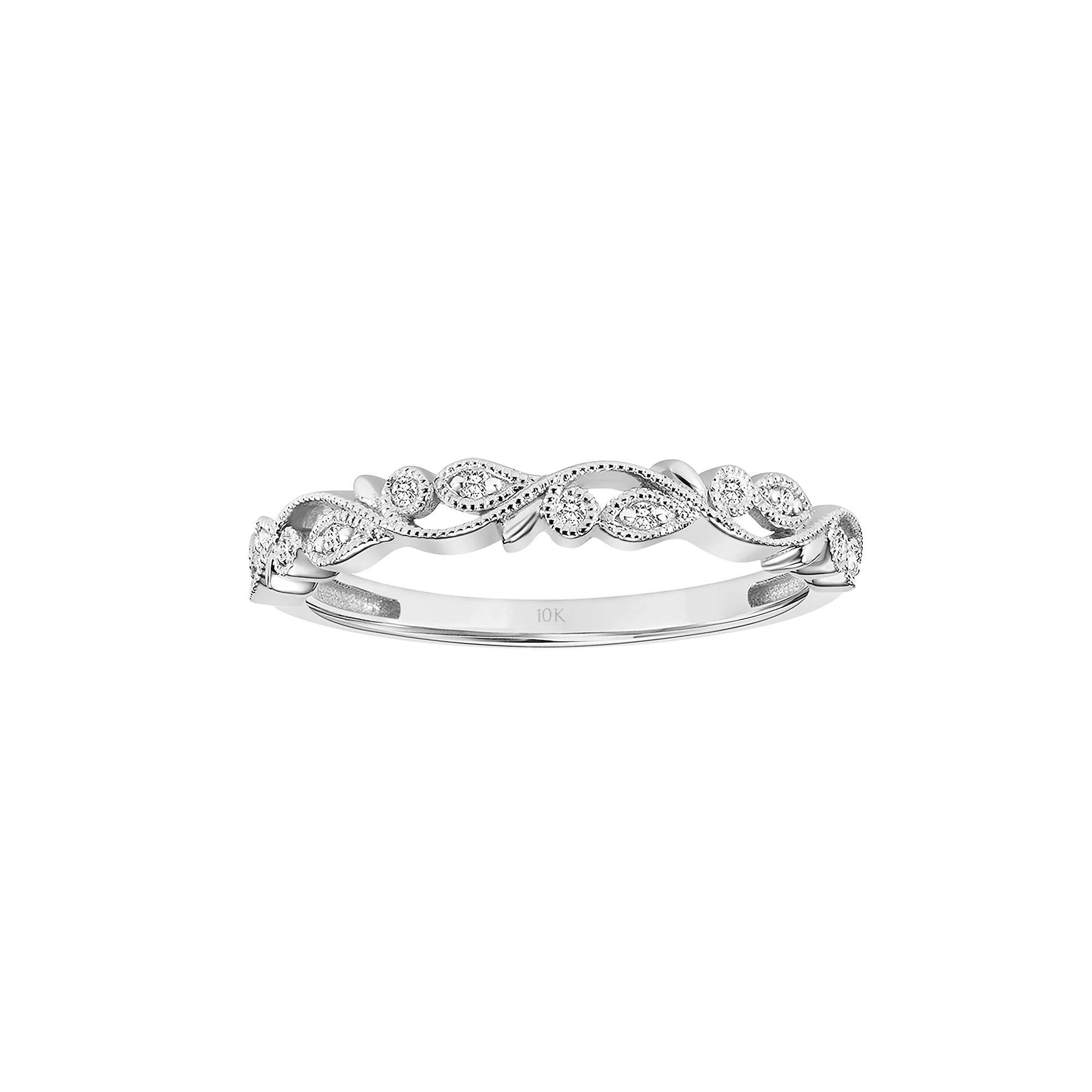 Love Always 10k White Gold Diamond Accent Floral Stackable Anniversary Ring, Women's, Size: 5 Product Image