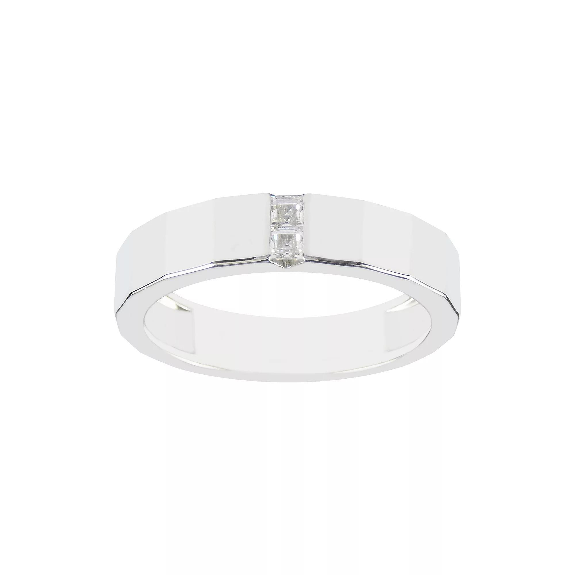 SIRI USA by TJM Sterling Silver Cubic Zirconia 2-Stone Inset Ring, Women's, Size: 6 Product Image