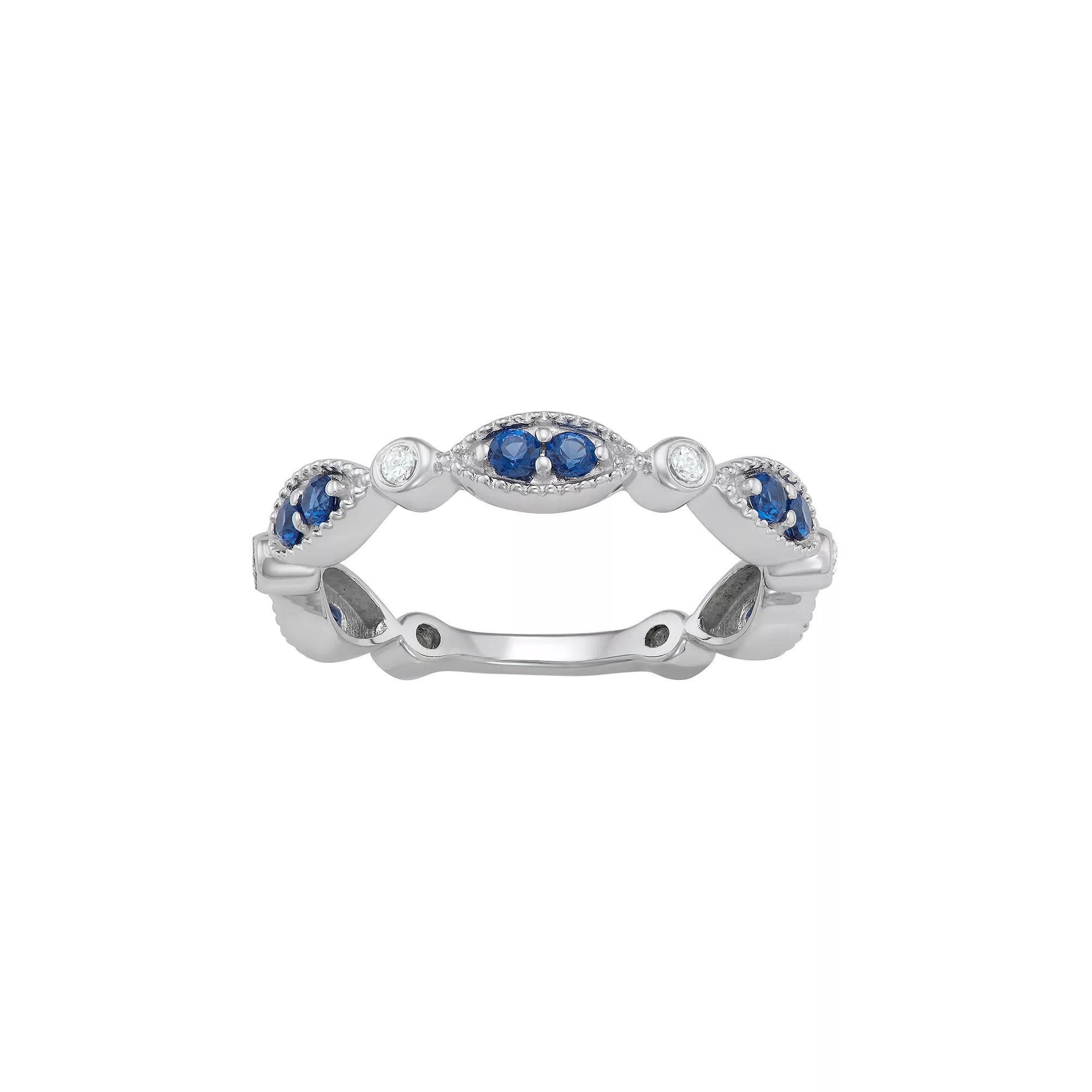 Jewelexcess Sterling Silver Lab-Created Sapphire Ring, Women's, Size: 6 Product Image