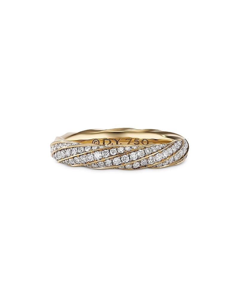 David Yurman Cable Edge Band Ring in Recycled 18K Yellow Gold with Pave Diamonds Product Image