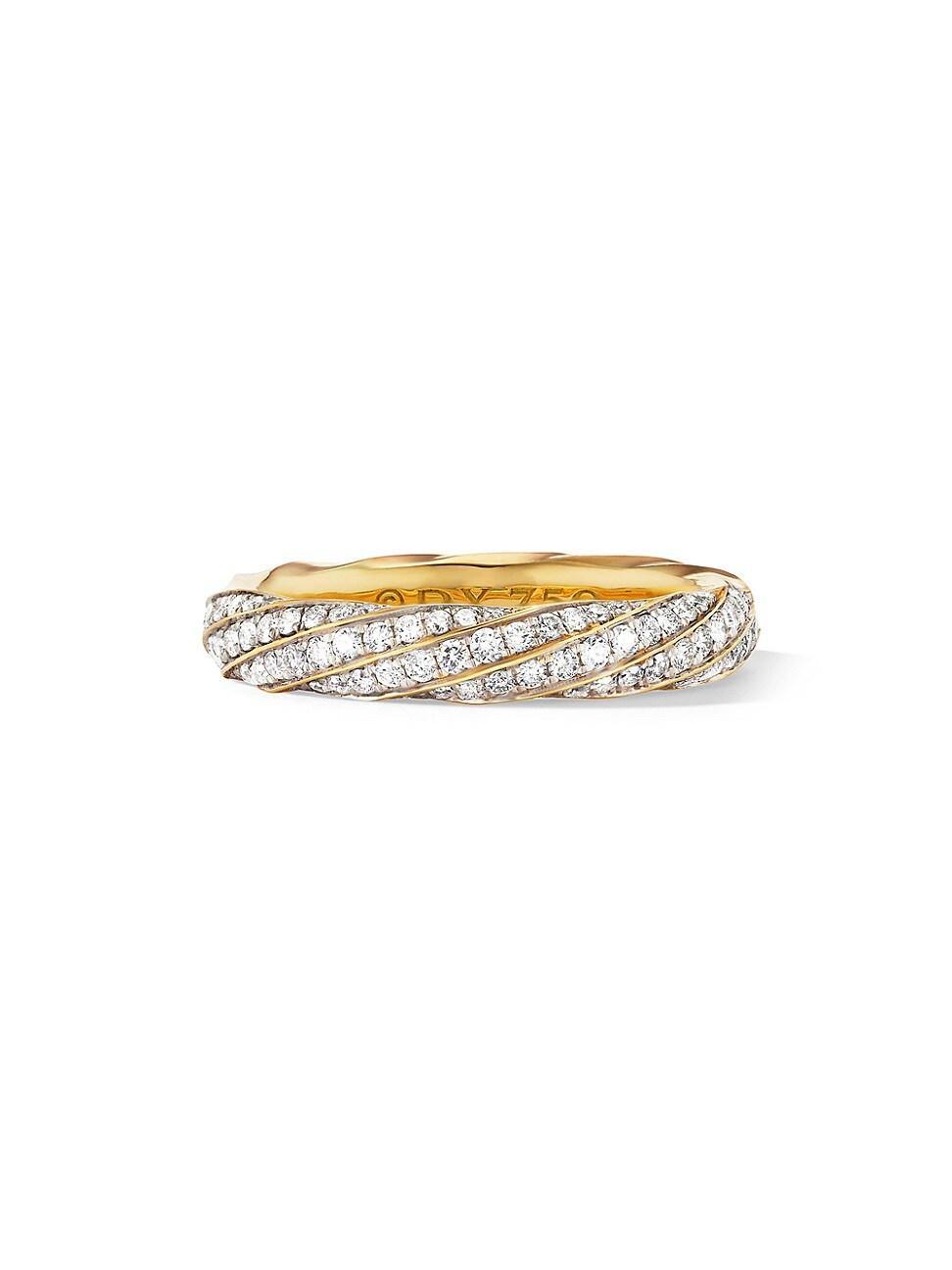 David Yurman Cable Edge Band Ring in Recycled 18K Yellow Gold with Pave Diamonds Product Image