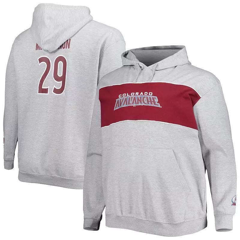 Men's Nathan MacKinnon Heather Gray Colorado Avalanche Big & Tall Player Pullover Hoodie, Size: 3XLT, Grey Product Image