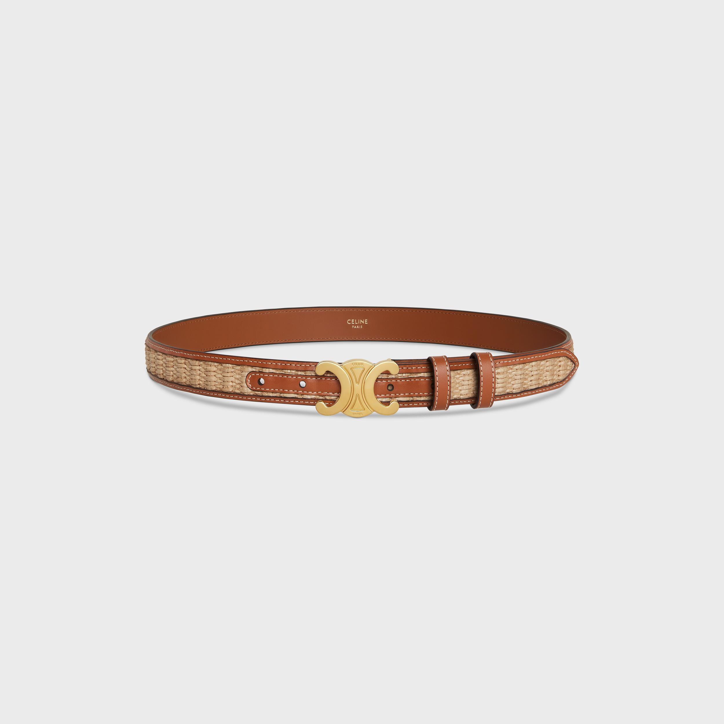 MEDIUM TRIOMPHE BELT in Textile WITH RAFFIA EFFECT and Calfskin Product Image
