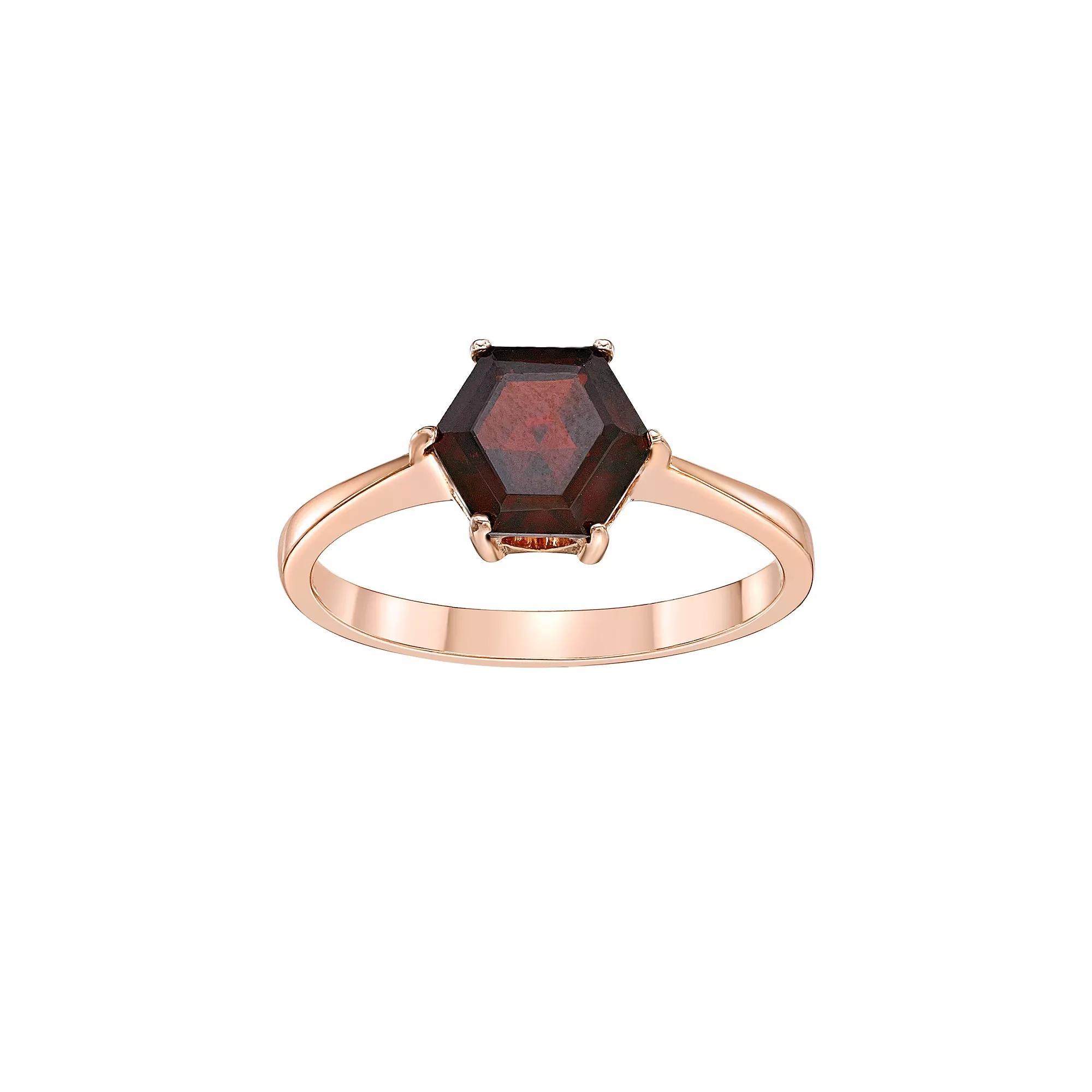 Gemminded 14k Rose Gold Over Silver Garnet Ring, Women's, Size: 7, Pink Tone Product Image