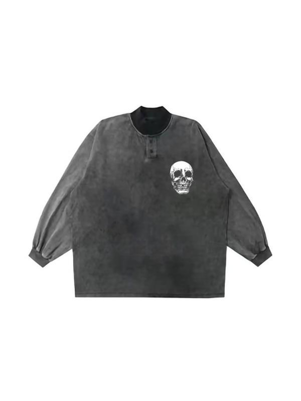 Men's Distressed Collar Neck Cross Print Sweatshirt Product Image