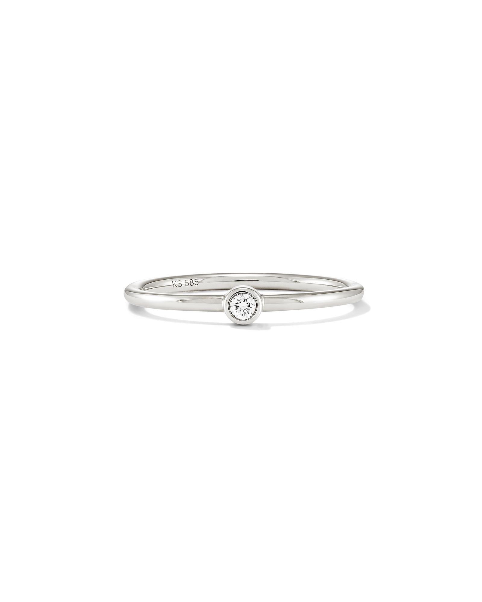 Kendra Scott Audrey 14k White Gold Band Ring in White Diamond | Diamonds | Size 7 Product Image