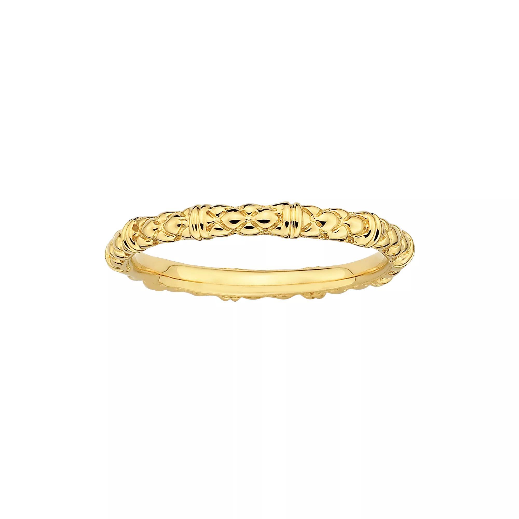 Stacks & Stones 18k Gold Over Silver Textured Stack Ring, Women's Product Image