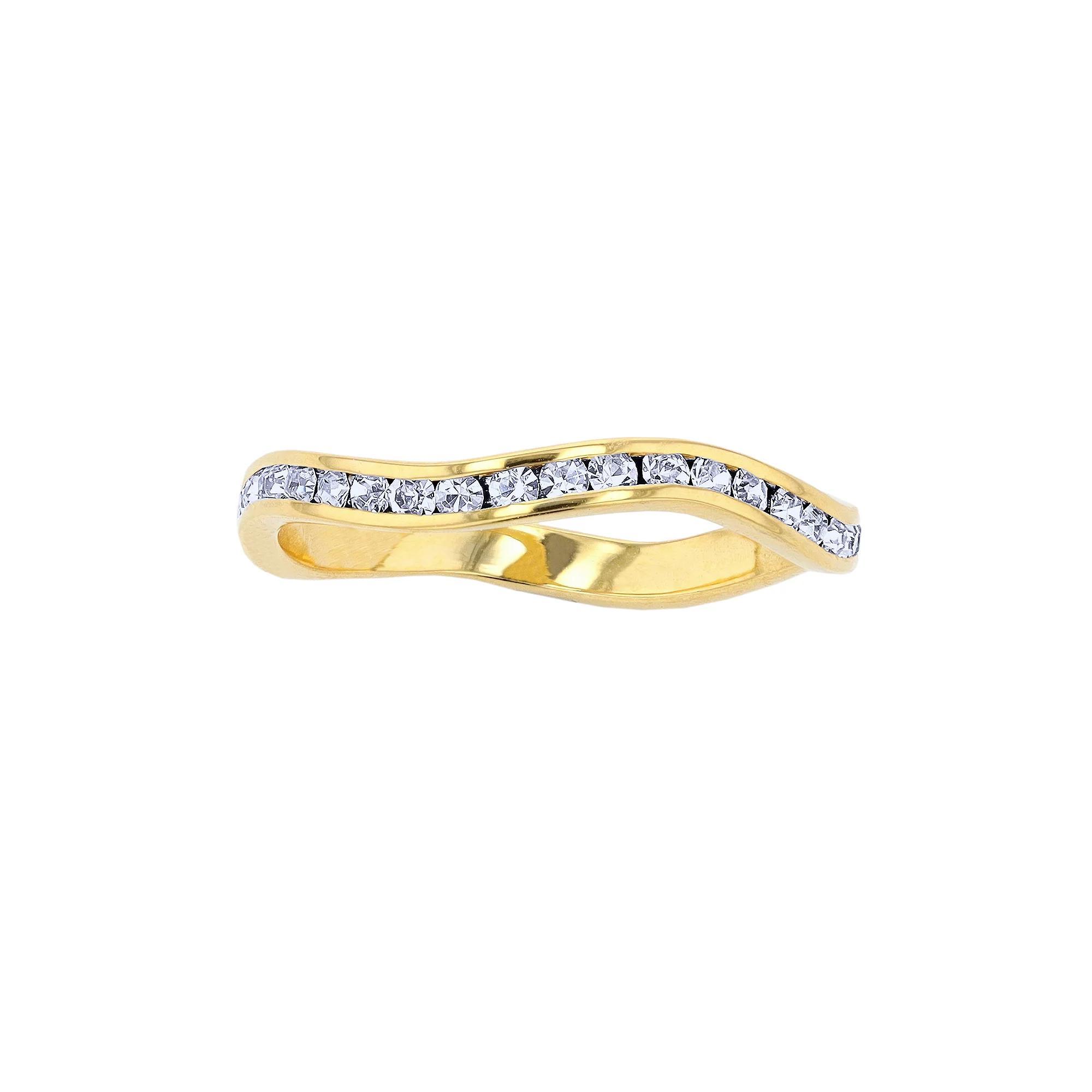Traditions Jewelry Company 18k Gold Over Silver Birthstone Crystal Wave Ring, Womens Gold Over Sterling Apr Product Image