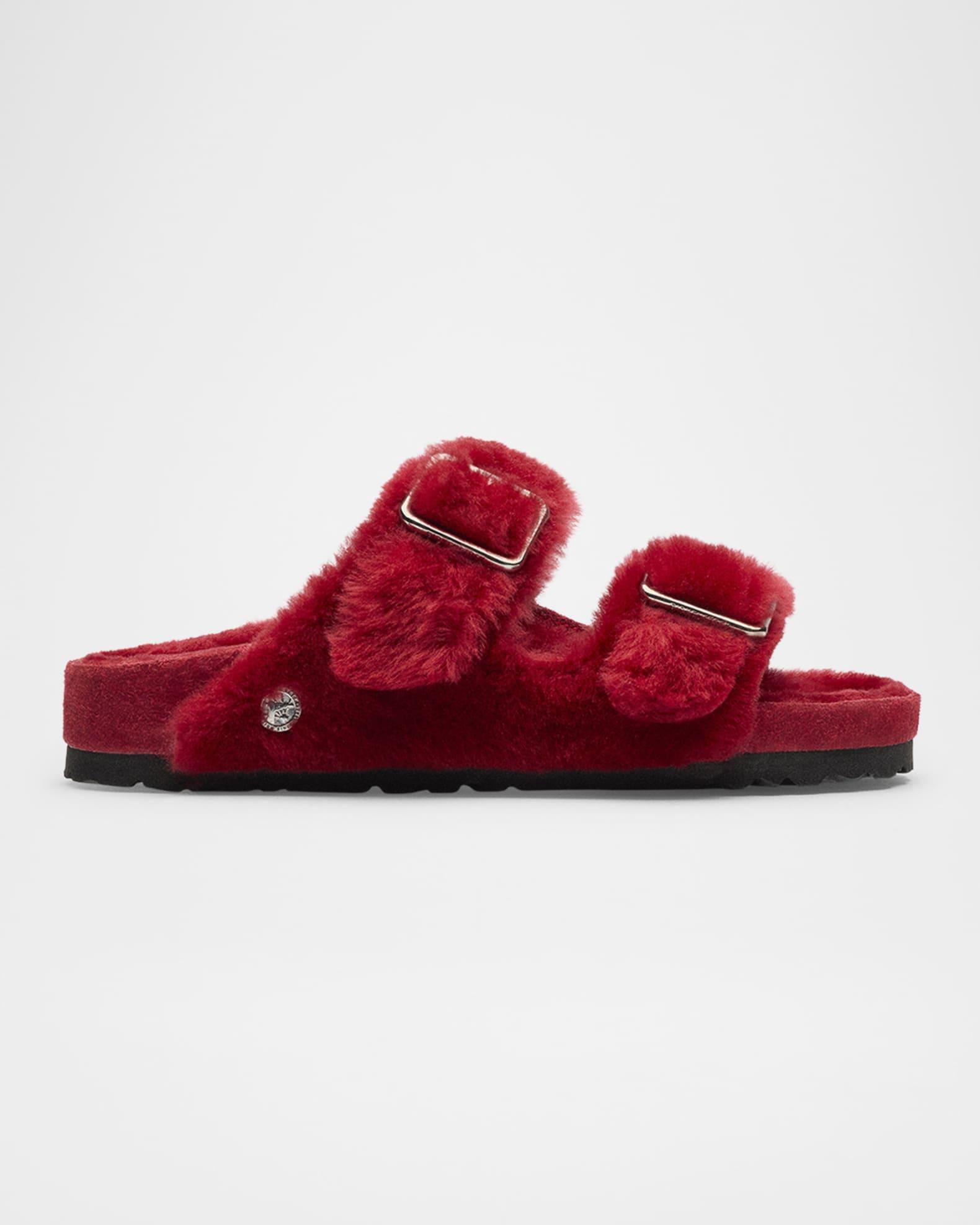 Arizona Shearling Dual-Buckle Slide Sandals Product Image