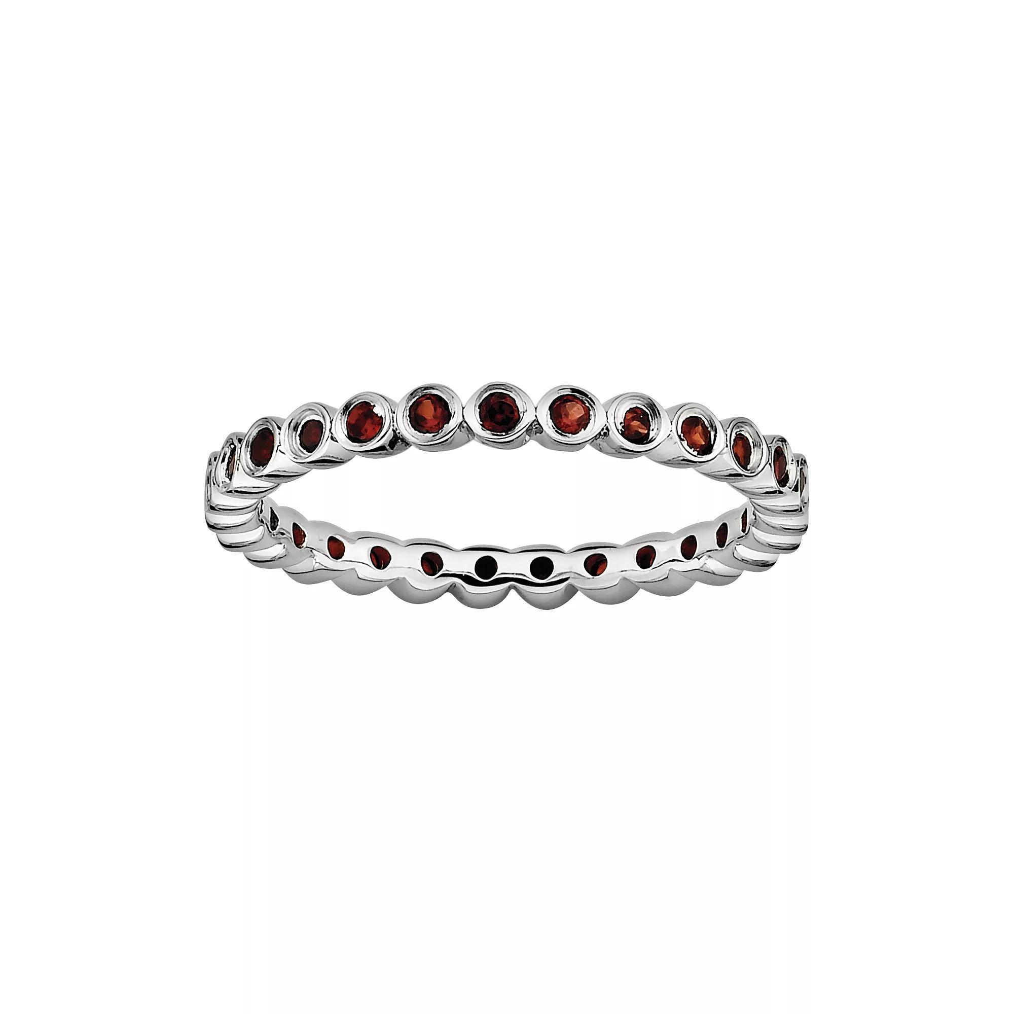 Stacks & Stones Sterling Silver Garnet Stack Ring, Women's, Size: 5 Product Image