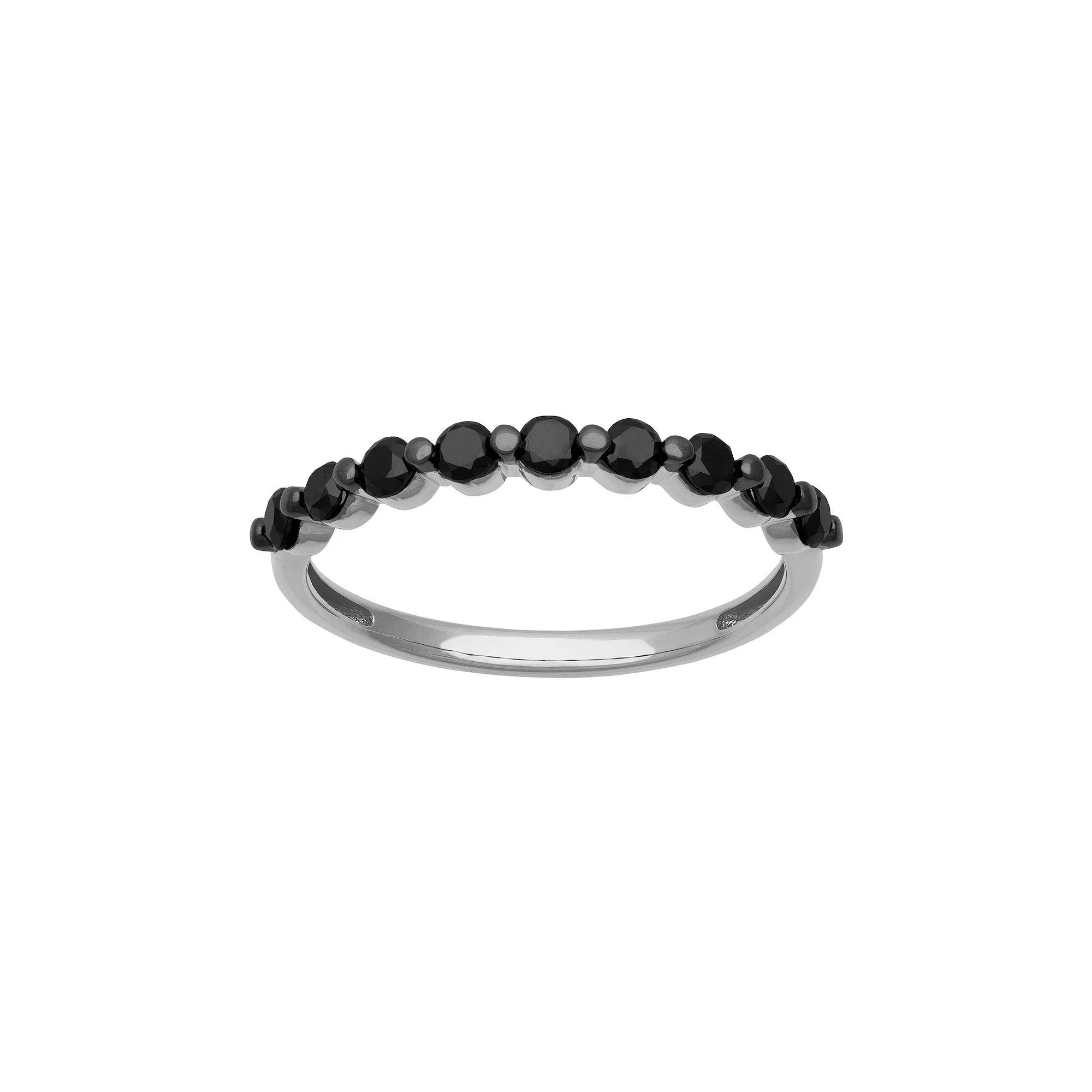 Love Always 18k Gold Over Silver 1/2 Carat T.W. Black Diamond Semi-Eternity Band, Womens Sterling Silver Product Image