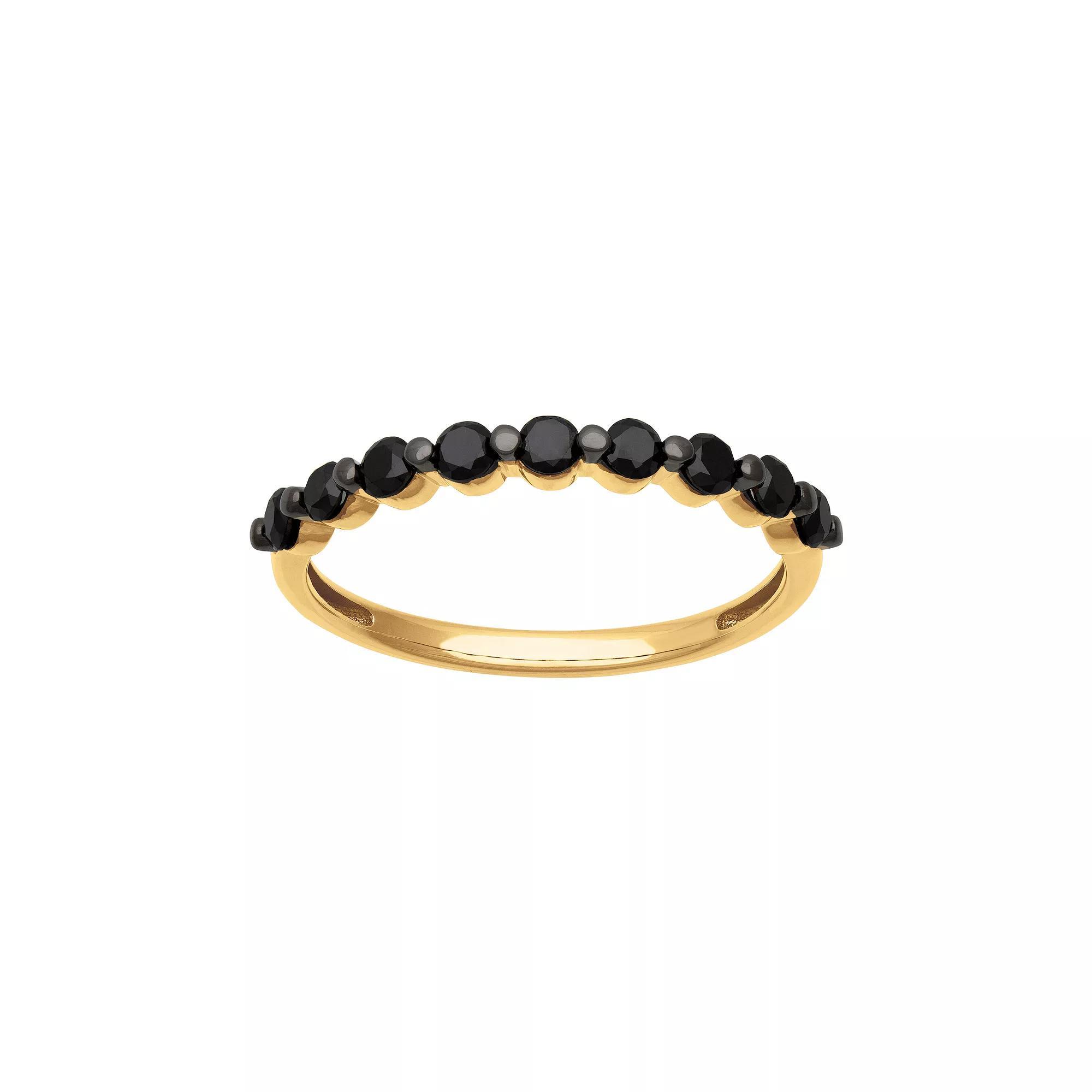Love Always 18k Gold Over Silver 1/2 Carat T.W. Black Diamond Semi-Eternity Band, Women's, Size: 6, Gold Over Sterling Product Image