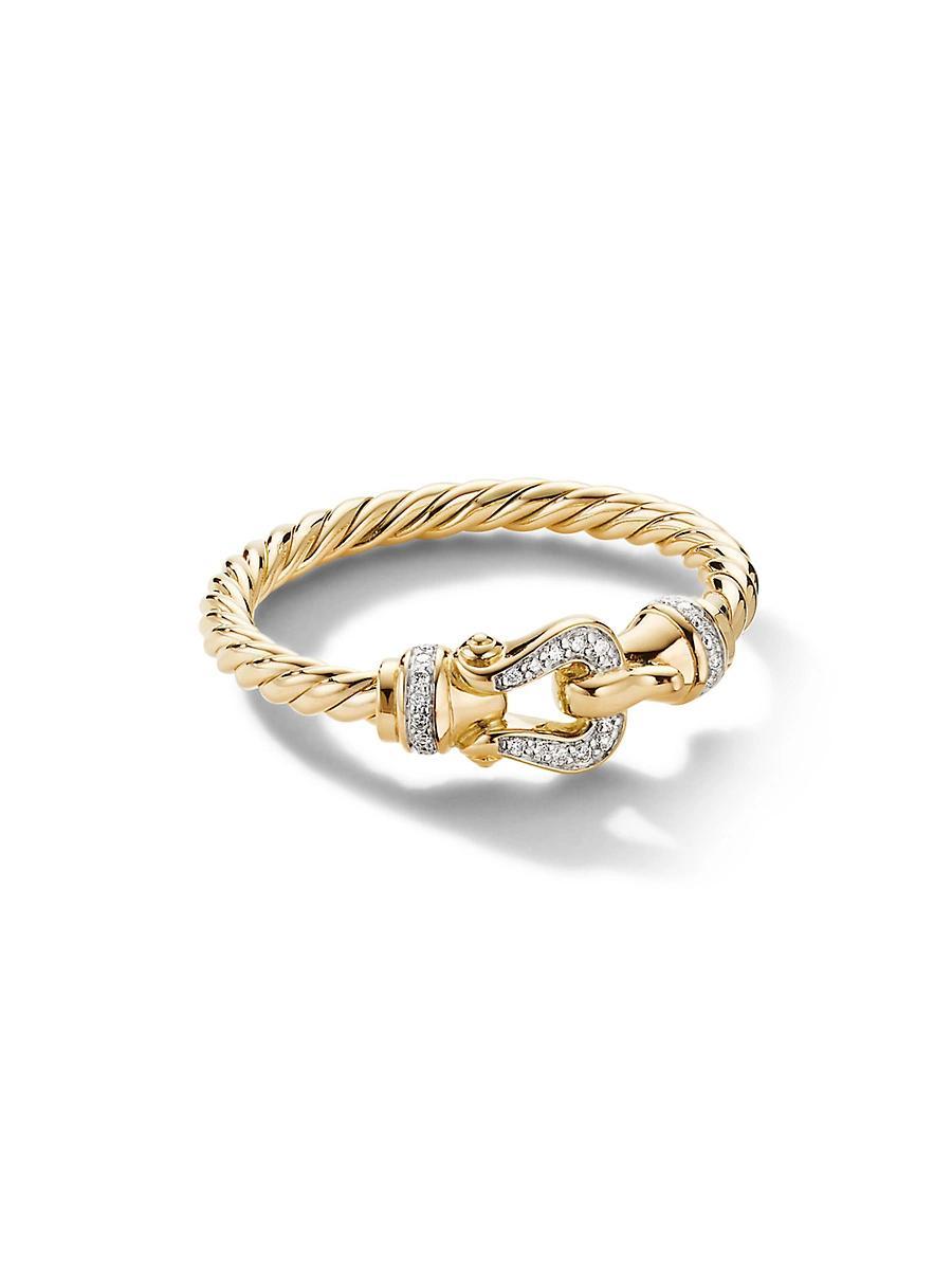 David Yurman Petite Buckle Ring in 18K Yellow Gold with Diamonds Product Image
